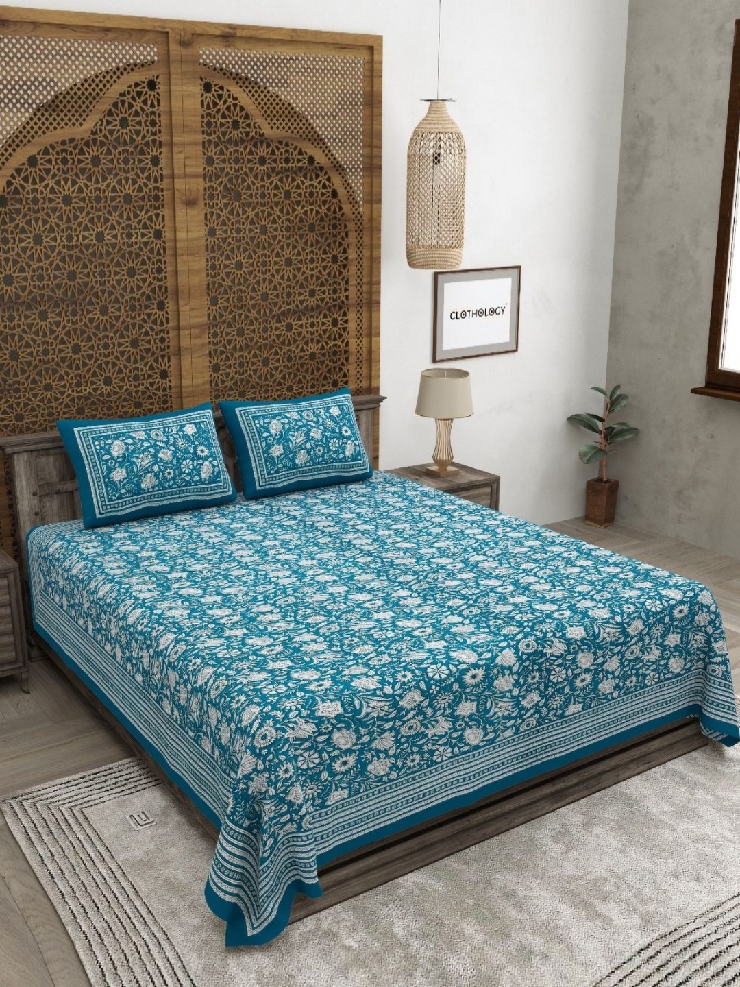 CLOTHOLOGY Sea Green & White Floral 180 TC Cotton King Bedsheet with 2 Pillow Covers
CLOTHOLOGY Sea Green & White Floral 180 TC Cotton King Bedsheet with 2 Pillow Covers