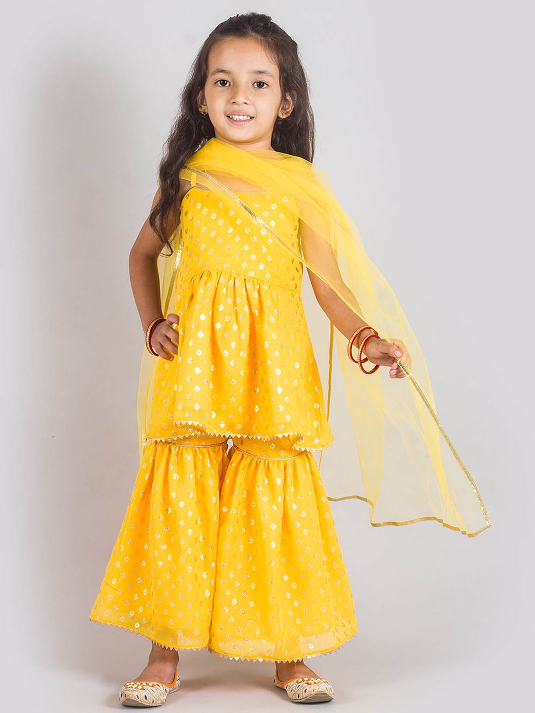 Tangerine Closet Girls Printed Shoulder Straps Peplum Top With Sharara & Dupatta, Yellow
Tangerine Closet Girls Printed Shoulder Straps Peplum Top With Sharara & Dupatta, Yellow
