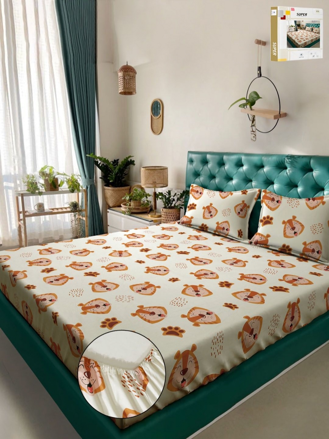 KLOTTHE Cream Printed 400 TC Pure Cotton Fitted Double King Bedsheet & 2 Pillow Covers
KLOTTHE Cream Printed 400 TC Pure Cotton Fitted Double King Bedsheet & 2 Pillow Covers