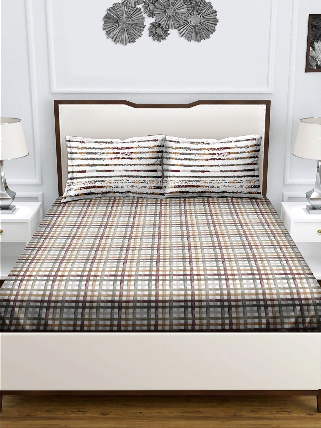 Aura White & Brown Bella Casa Abstract 180TC Cotton Queen Bedsheet & 2 Pillow Covers
Aura White & Brown Bella Casa Abstract 180TC Cotton Queen Bedsheet & 2 Pillow Covers