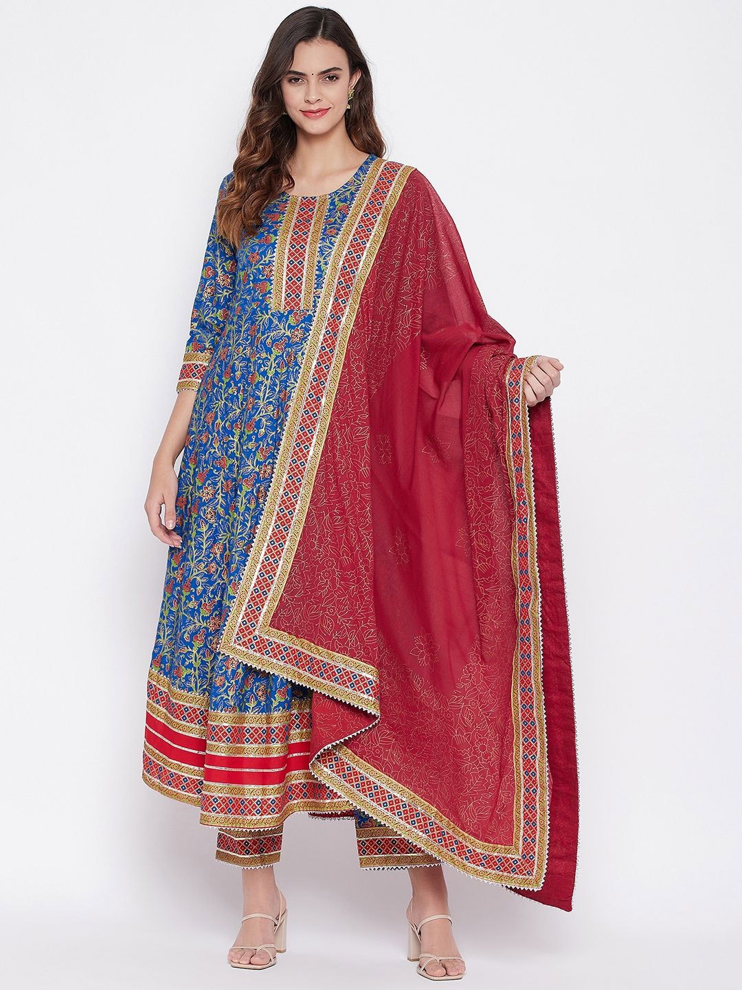 IndigoFerry Ethnic Motifs Printed Gotta Patti A-Line Kurta With Trousers & Dupatta, Blue
IndigoFerry Ethnic Motifs Printed Gotta Patti A-Line Kurta With Trousers & Dupatta, Blue