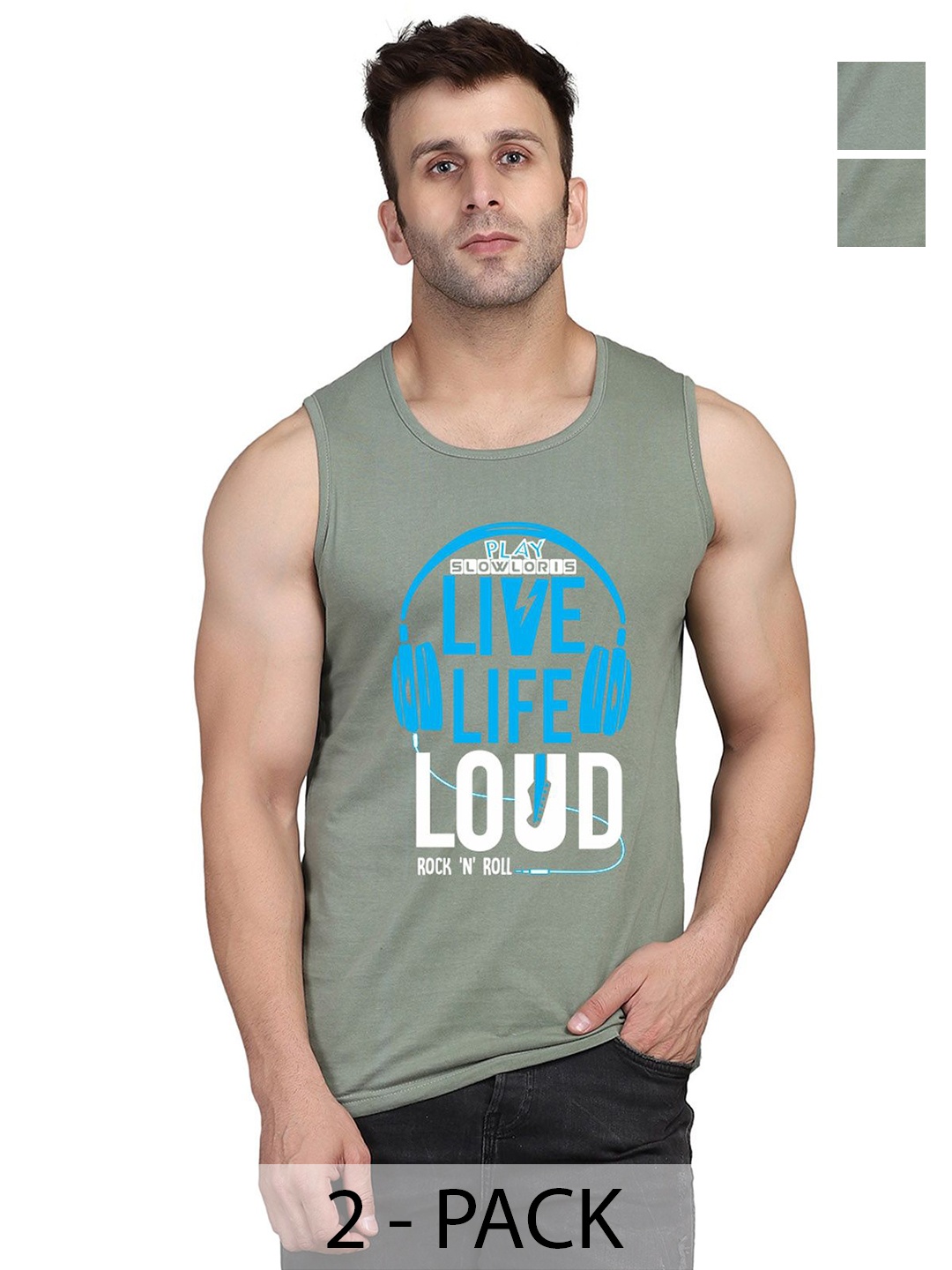 SLOWLORIS Men Pack Of 2 Typography Printed Round Neck Cotton Slim Fit T-Shirts, Green
SLOWLORIS Men Pack Of 2 Typography Printed Round Neck Cotton Slim Fit T-Shirts, Green