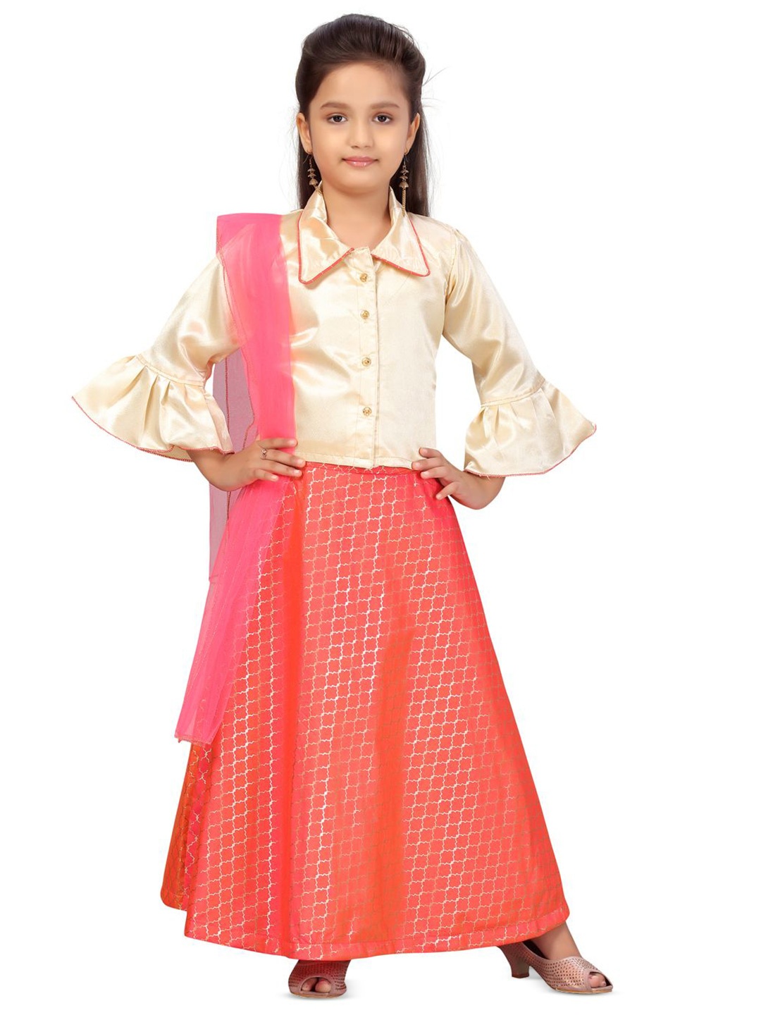 BAESD Girls Floral Woven Design Ready to Wear Silk Lehenga & Blouse With Dupatta, Beige
BAESD Girls Floral Woven Design Ready to Wear Silk Lehenga & Blouse With Dupatta, Beige