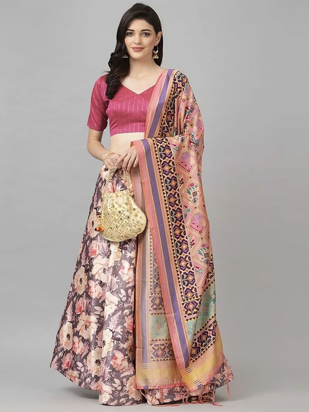 Kaizen TEXO FAB Floral Printed Semi-Stitched Lehenga & Unstitched Blouse With Dupatta, Grey
Kaizen TEXO FAB Floral Printed Semi-Stitched Lehenga & Unstitched Blouse With Dupatta, Grey