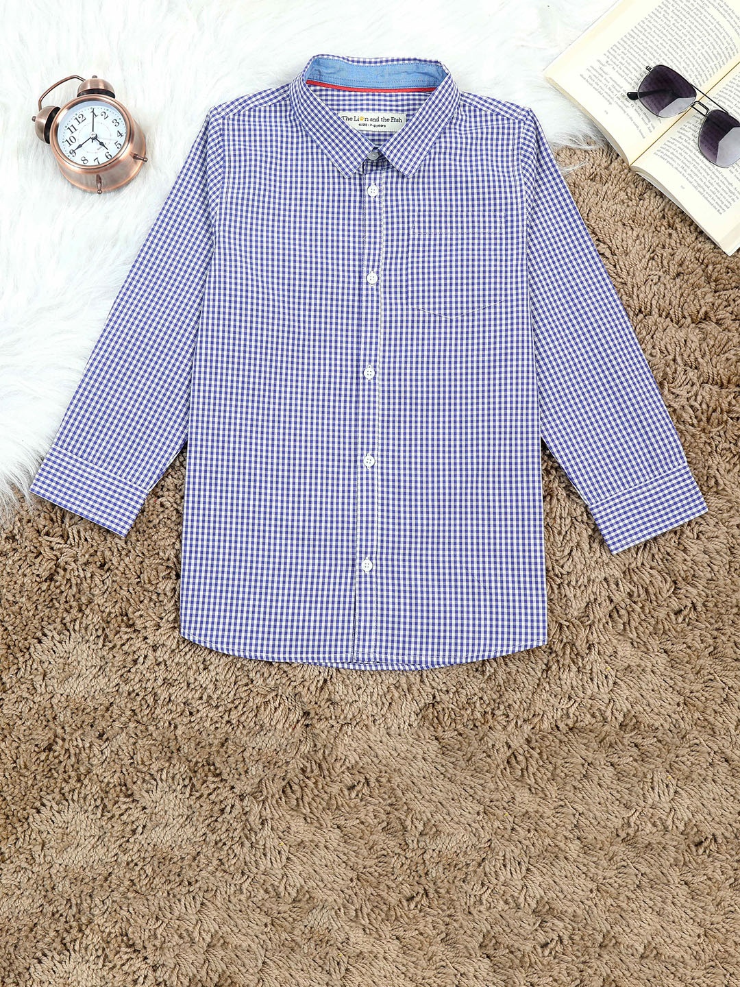 The Lion and The Fish Boys Comfort Spread Collar Checked Cotton Relaxed Fit Casual Shirt, Blue
The Lion and The Fish Boys Comfort Spread Collar Checked Cotton Relaxed Fit Casual Shirt, Blue