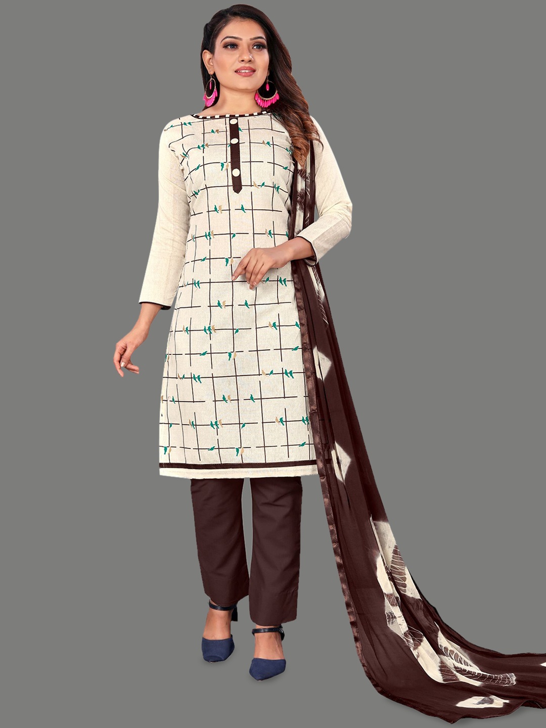 LADY SHOPI Geometric Embroidered Pure Cotton Unstitched Dress Material, Brown
LADY SHOPI Geometric Embroidered Pure Cotton Unstitched Dress Material, Brown