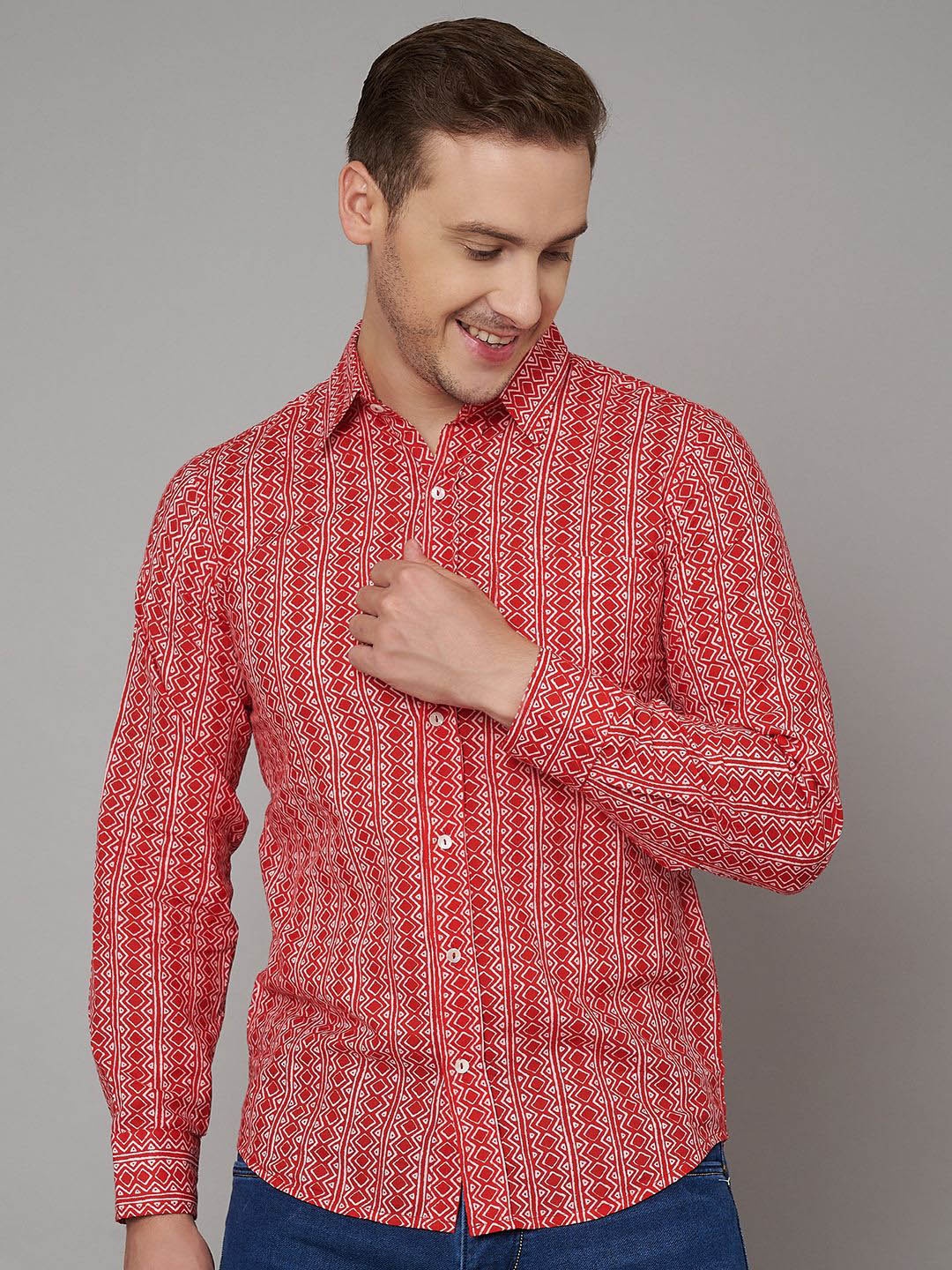 FABRIC FITOOR Men Relaxed Spread Collar Ethnic Printed Cotton Casual Shirt, Red
FABRIC FITOOR Men Relaxed Spread Collar Ethnic Printed Cotton Casual Shirt, Red