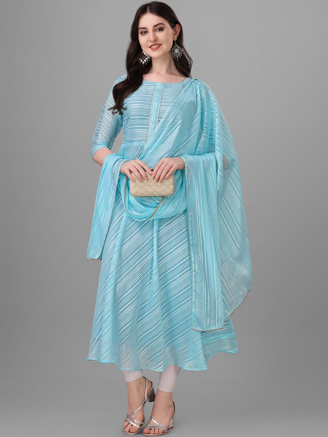 PMD Fashion Printed Gotta Patti Silk Georgette Anarkali Kurta With Dupatta, Turquoise blue
PMD Fashion Printed Gotta Patti Silk Georgette Anarkali Kurta With Dupatta, Turquoise blue