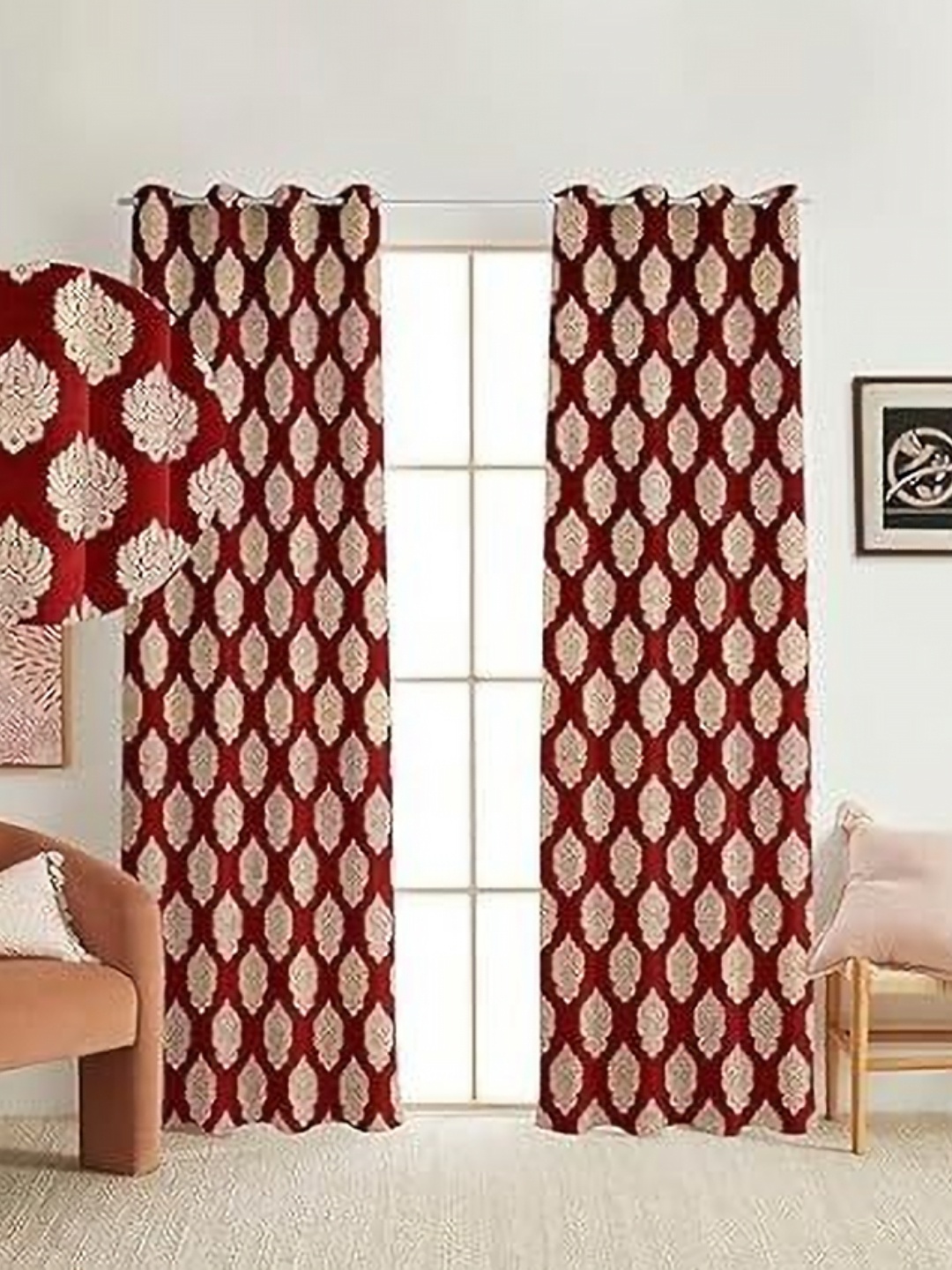 Banchmark Home Furnishings Maroon & Gold-Toned 2 Pieces Ethnic Motifs Long Door Curtain
Banchmark Home Furnishings Maroon & Gold-Toned 2 Pieces Ethnic Motifs Long Door Curtain