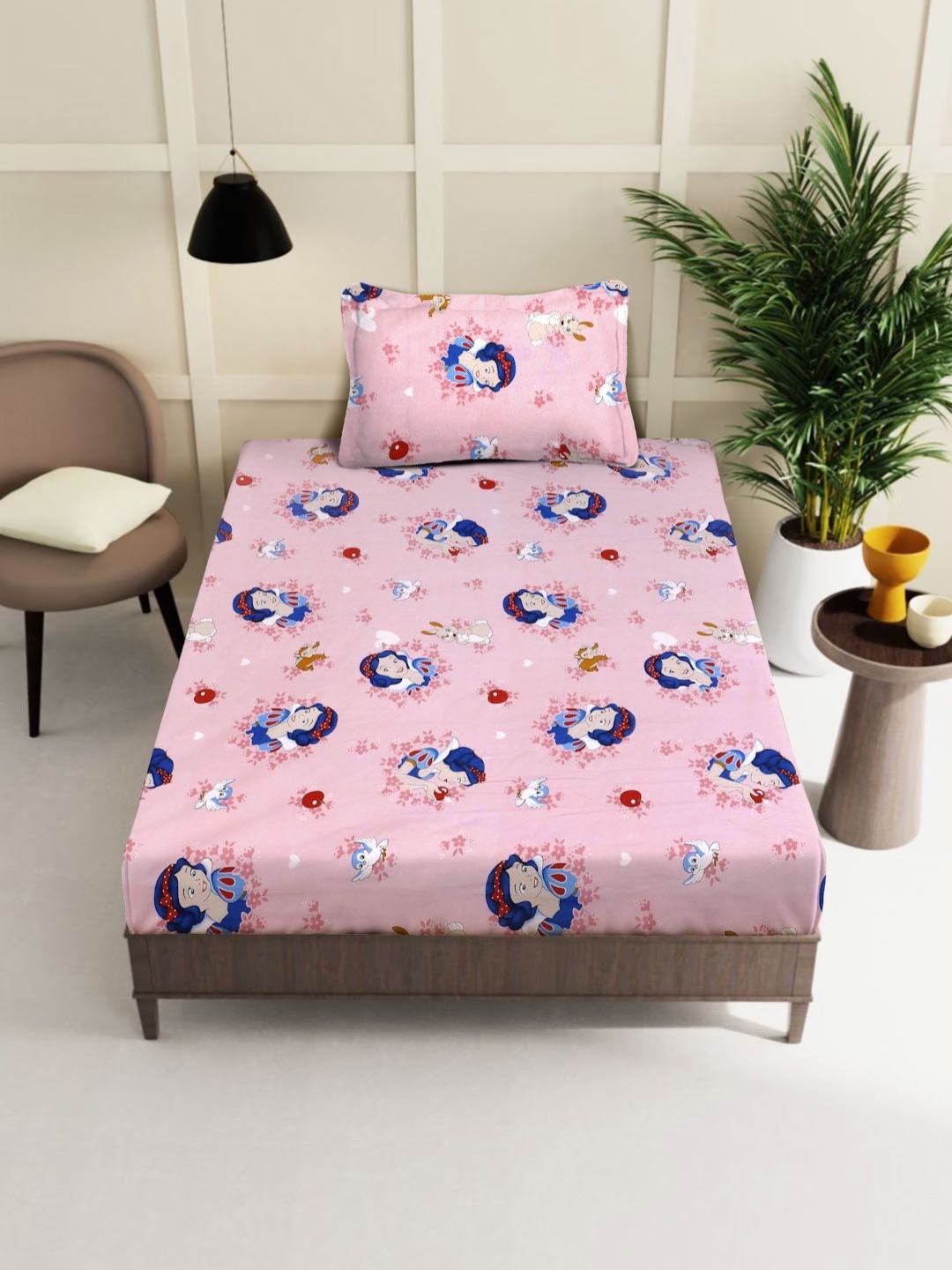 KLOTTHE Blue & White Cartoon Characters 400 TC Pure Cotton Bedsheet With 1 Pillow Cover, Pink
KLOTTHE Blue & White Cartoon Characters 400 TC Pure Cotton Bedsheet With 1 Pillow Cover, Pink