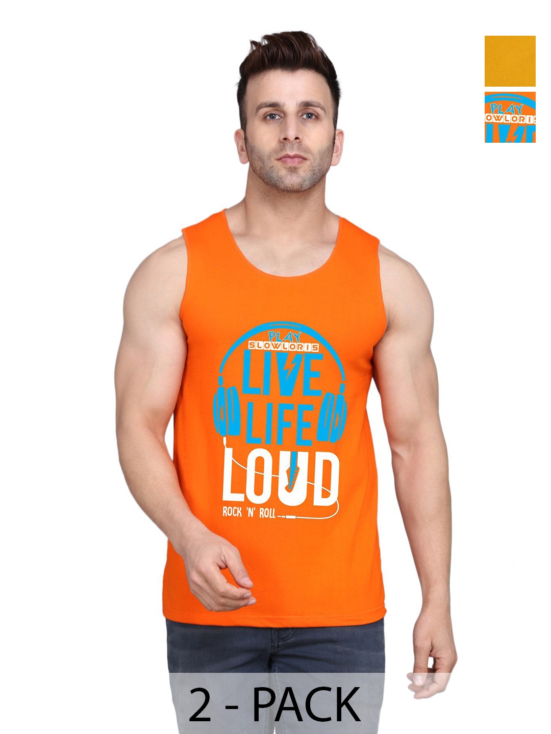 SLOWLORIS Men Pack Of 2 Typography Printed Round Neck Cotton Slim Fit T-Shirts, Orange
SLOWLORIS Men Pack Of 2 Typography Printed Round Neck Cotton Slim Fit T-Shirts, Orange