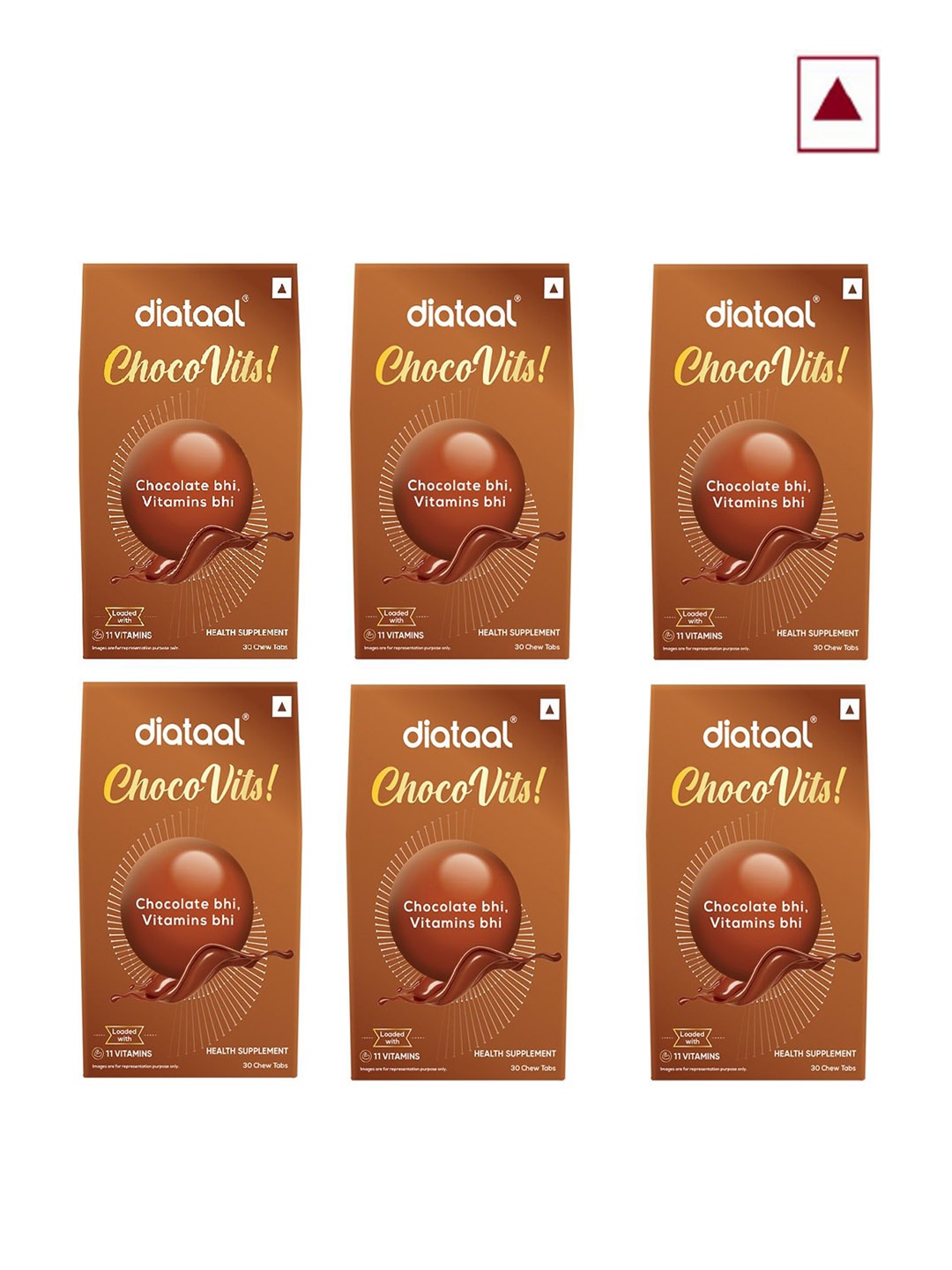 Diataal Women Set Of 6 Chocovits Chocolate Multivitamins Tablets- 30 tab Each, Brown
Diataal Women Set Of 6 Chocovits Chocolate Multivitamins Tablets- 30 tab Each, Brown
