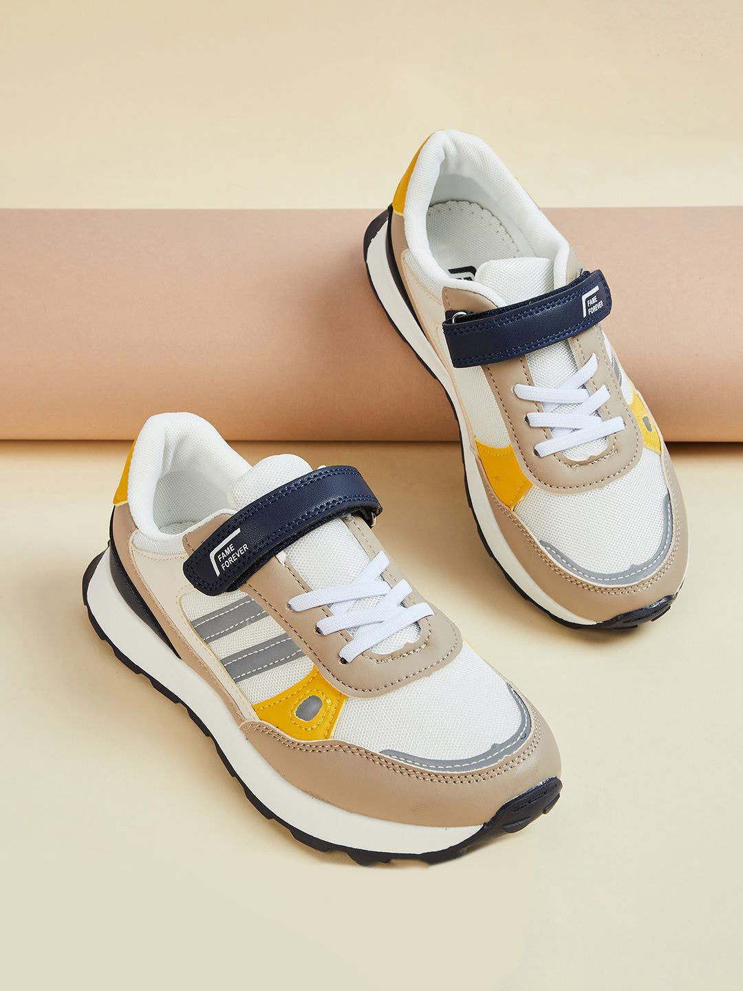 Fame Forever by Lifestyle Boys Colourblocked Round Toe Sneakers, Grey 
Fame Forever by Lifestyle Boys Colourblocked Round Toe Sneakers, Grey