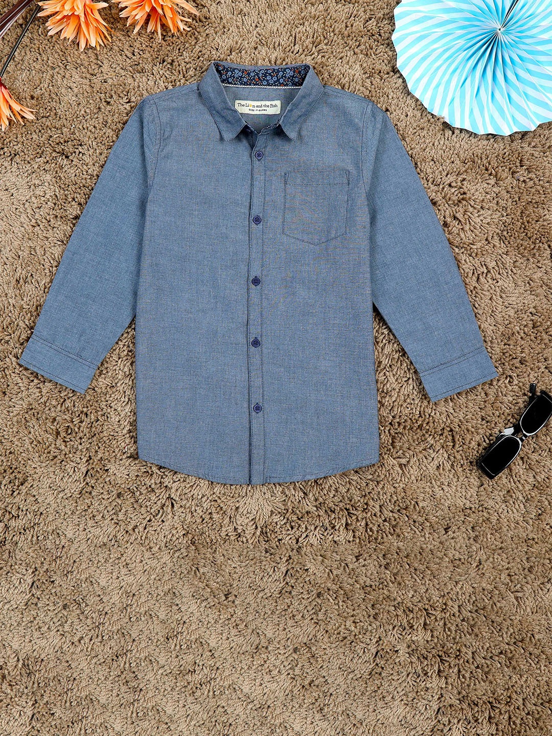 The Lion and The Fish Boys Comfort Spread Collar Solid Cotton Relaxed Fit Casual Shirt, Grey
The Lion and The Fish Boys Comfort Spread Collar Solid Cotton Relaxed Fit Casual Shirt, Grey