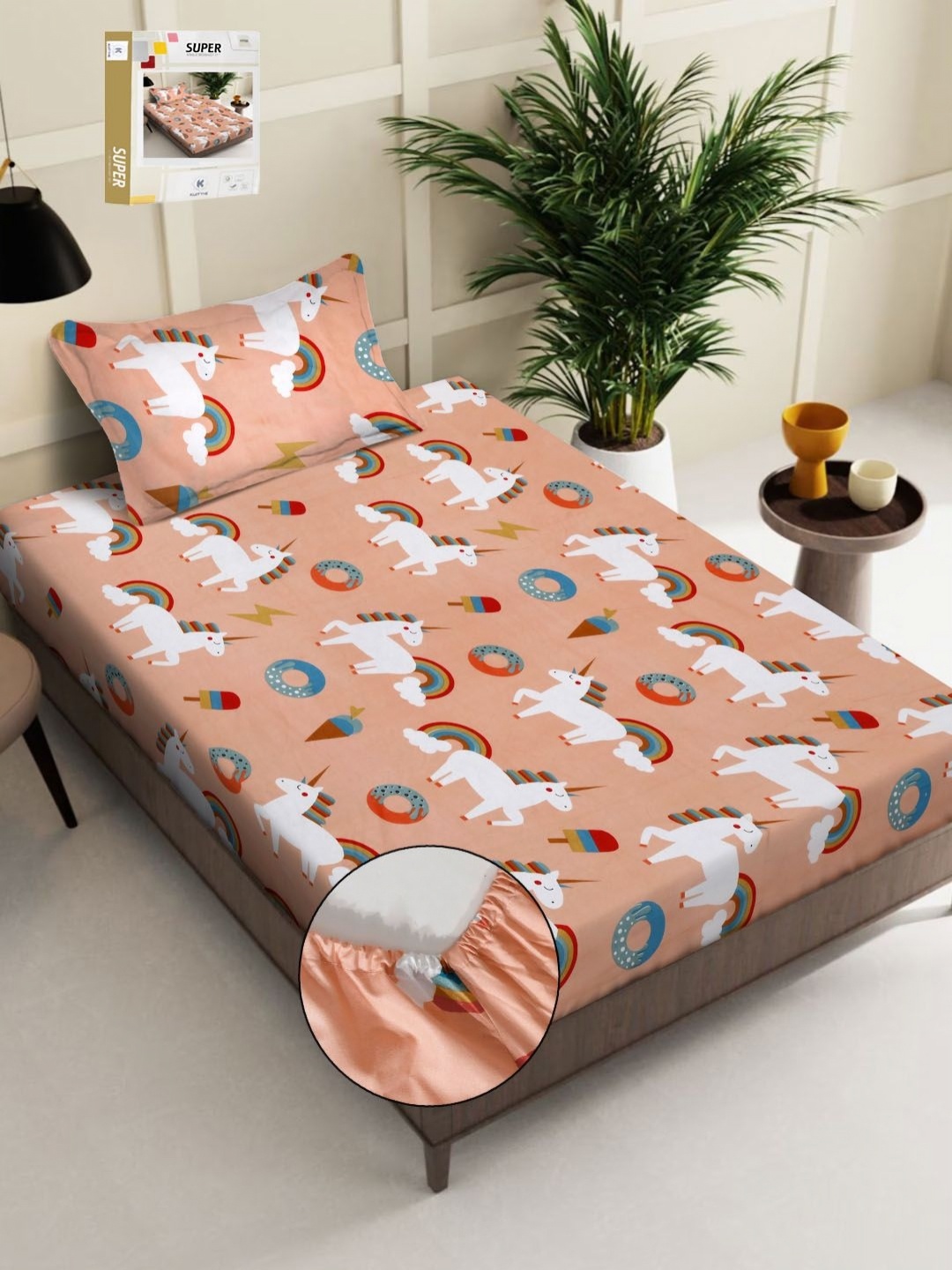 KLOTTHE Orange Printed 400 TC Pure Cotton Fitted Single Bedsheet With 1 Pillow Covers
KLOTTHE Orange Printed 400 TC Pure Cotton Fitted Single Bedsheet With 1 Pillow Covers