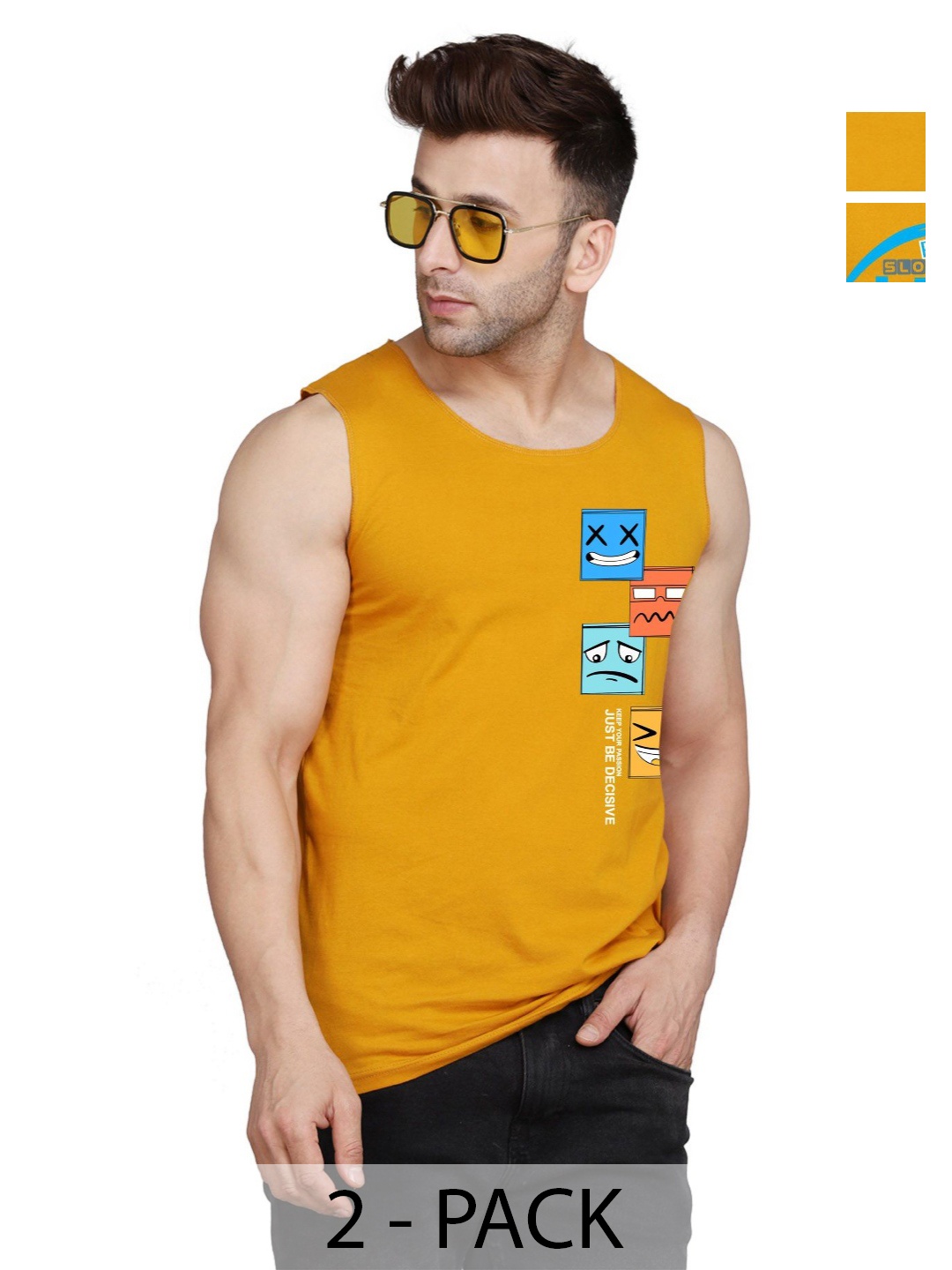 SLOWLORIS Men Pack Of 2 Typography Printed Round Neck Cotton Slim Fit T-Shirts, Mustard
SLOWLORIS Men Pack Of 2 Typography Printed Round Neck Cotton Slim Fit T-Shirts, Mustard