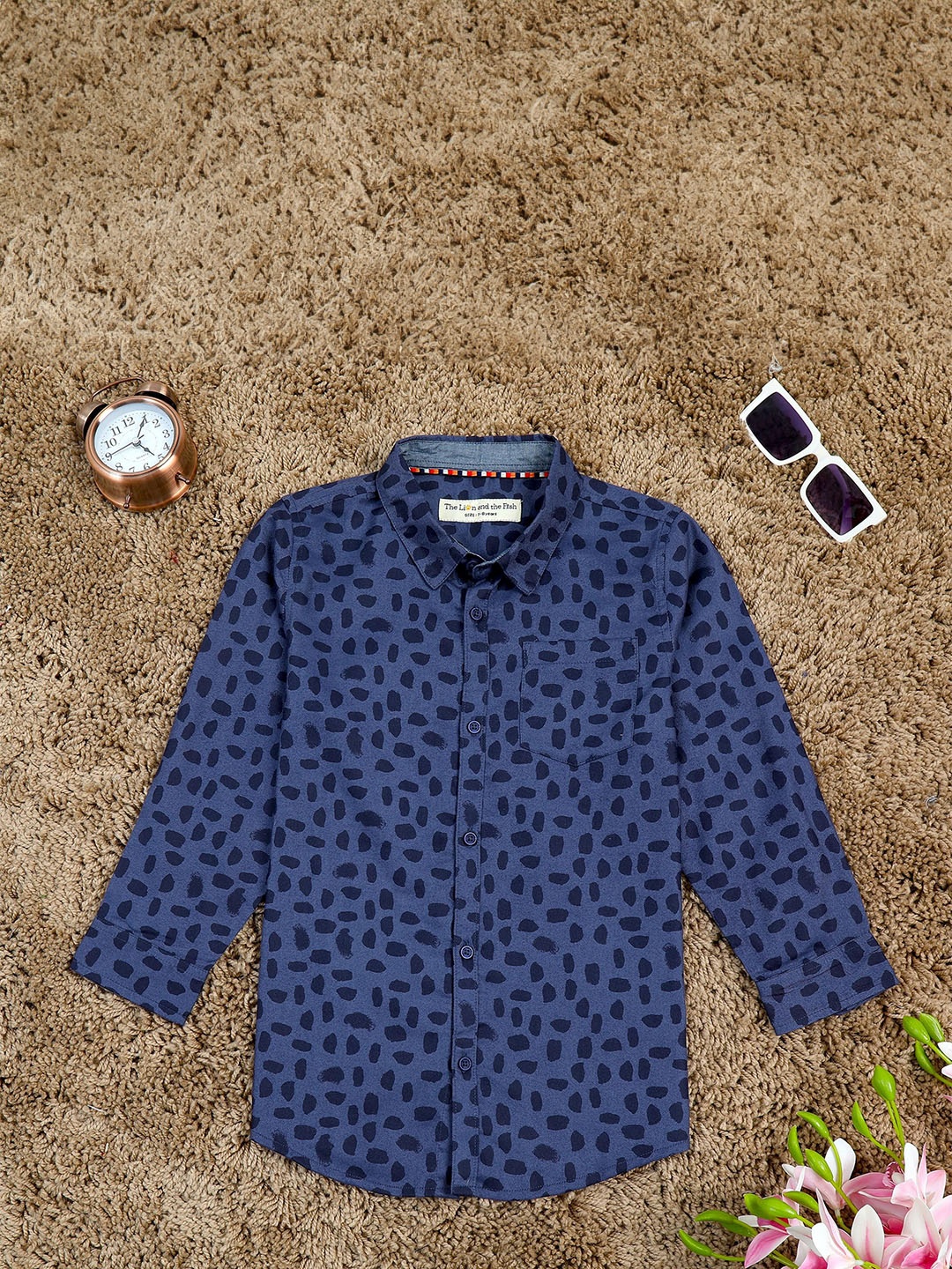 The Lion and The Fish Boys Comfort Spread Collar Printed Relaxed Fit Casual Shirt, Navy blue
The Lion and The Fish Boys Comfort Spread Collar Printed Relaxed Fit Casual Shirt, Navy blue