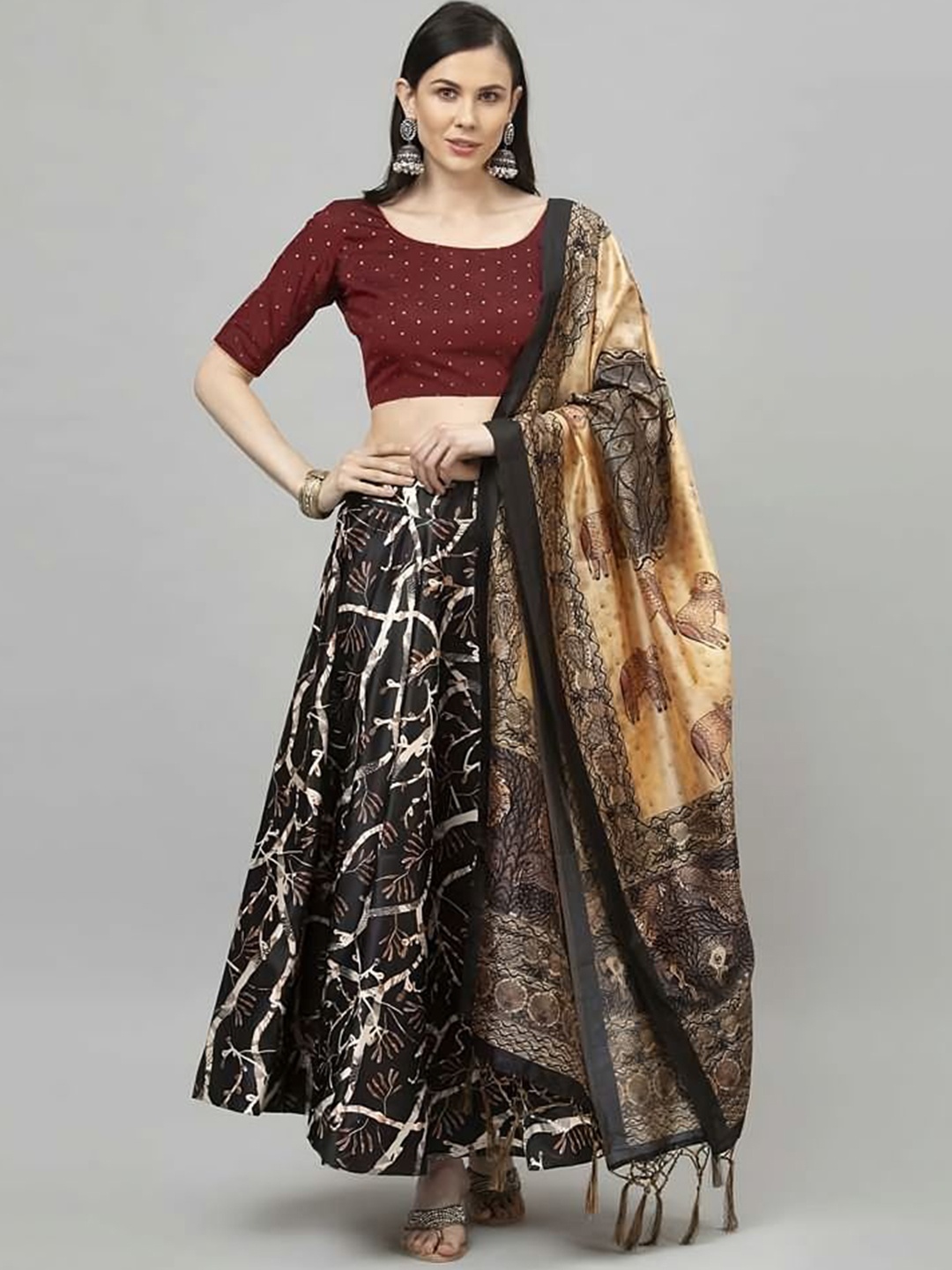 Kaizen TEXO FAB Printed Semi-Stitched Lehenga & Unstitched Blouse With Dupatta, Black
Kaizen TEXO FAB Printed Semi-Stitched Lehenga & Unstitched Blouse With Dupatta, Black