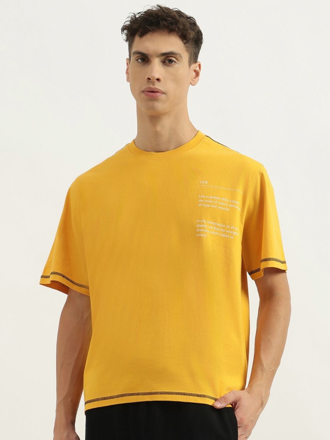 United Colors of Benetton Men Graphic Printed Round Neck Pure Cotton Boxy T-Shirt, Yellow
United Colors of Benetton Men Graphic Printed Round Neck Pure Cotton Boxy T-Shirt, Yellow