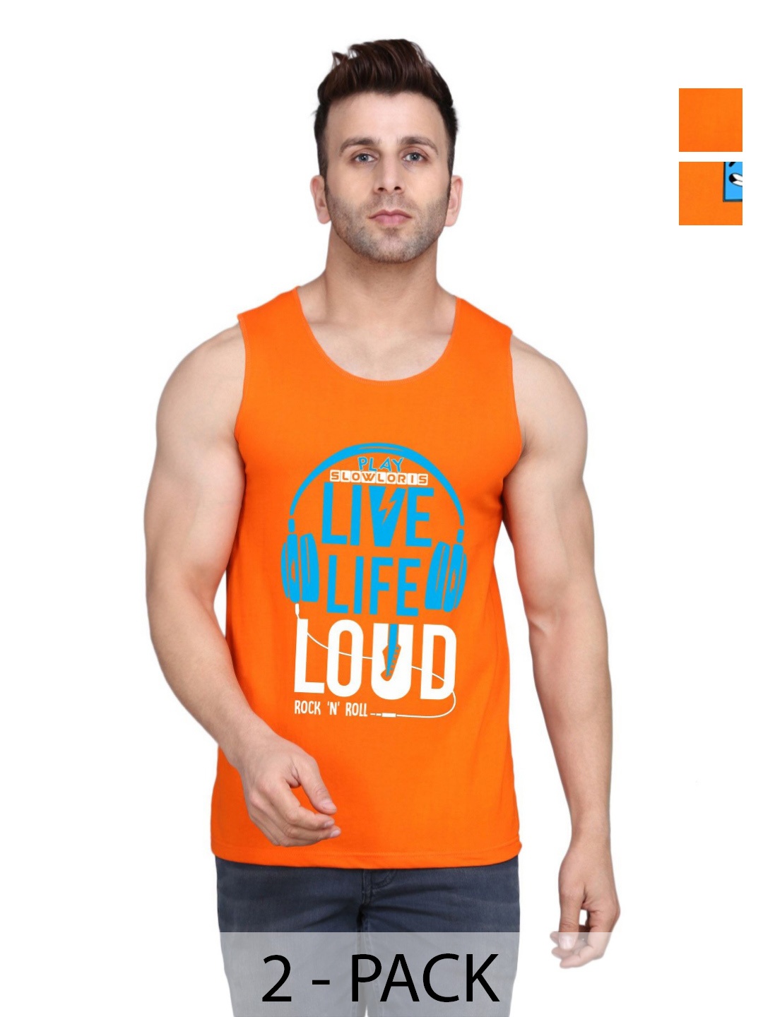 SLOWLORIS Men Pack Of 2 Typography Printed Round Neck Cotton Slim Fit T-Shirts, Orange
SLOWLORIS Men Pack Of 2 Typography Printed Round Neck Cotton Slim Fit T-Shirts, Orange