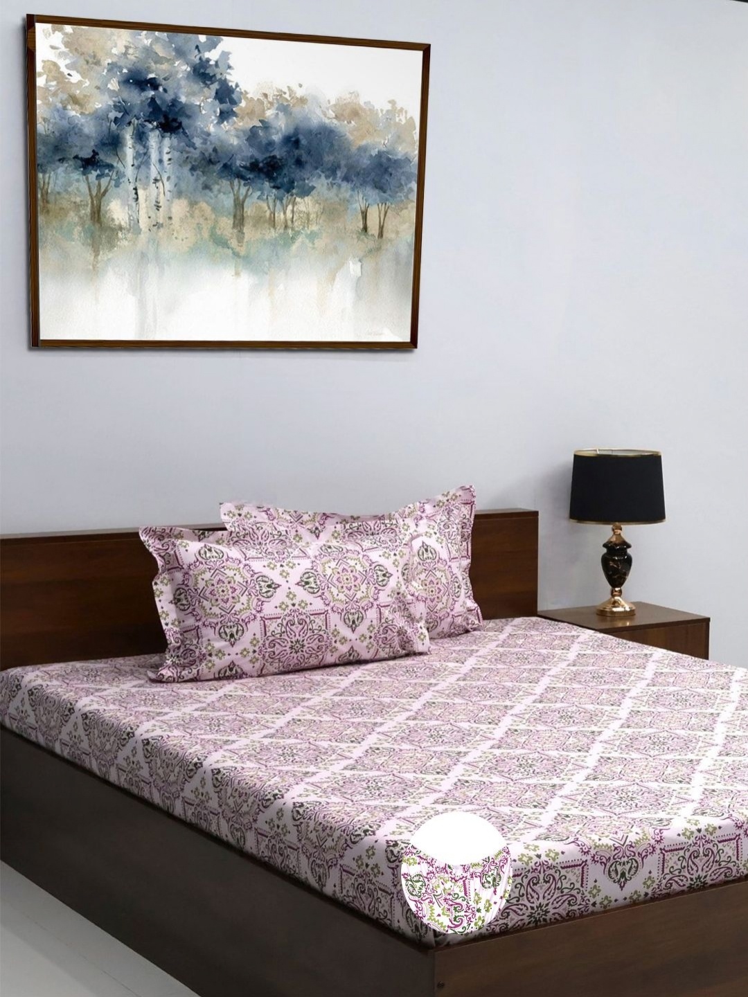 BOMBAY DYEING Allure Pink & Green Printed 144TC Pure Cotton Fitted Queen Bedsheet Set
BOMBAY DYEING Allure Pink & Green Printed 144TC Pure Cotton Fitted Queen Bedsheet Set