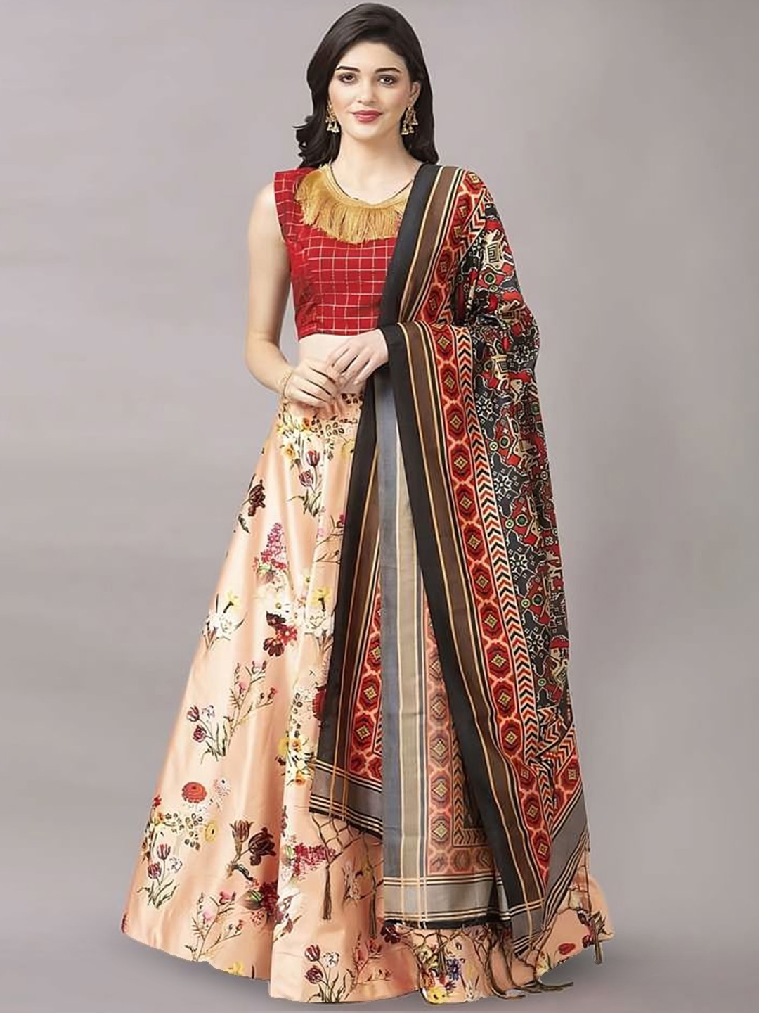 Kaizen TEXO FAB Printed Satin Semi-Stitched Lehenga & Unstitched Blouse With Dupatta, Peach
Kaizen TEXO FAB Printed Satin Semi-Stitched Lehenga & Unstitched Blouse With Dupatta, Peach