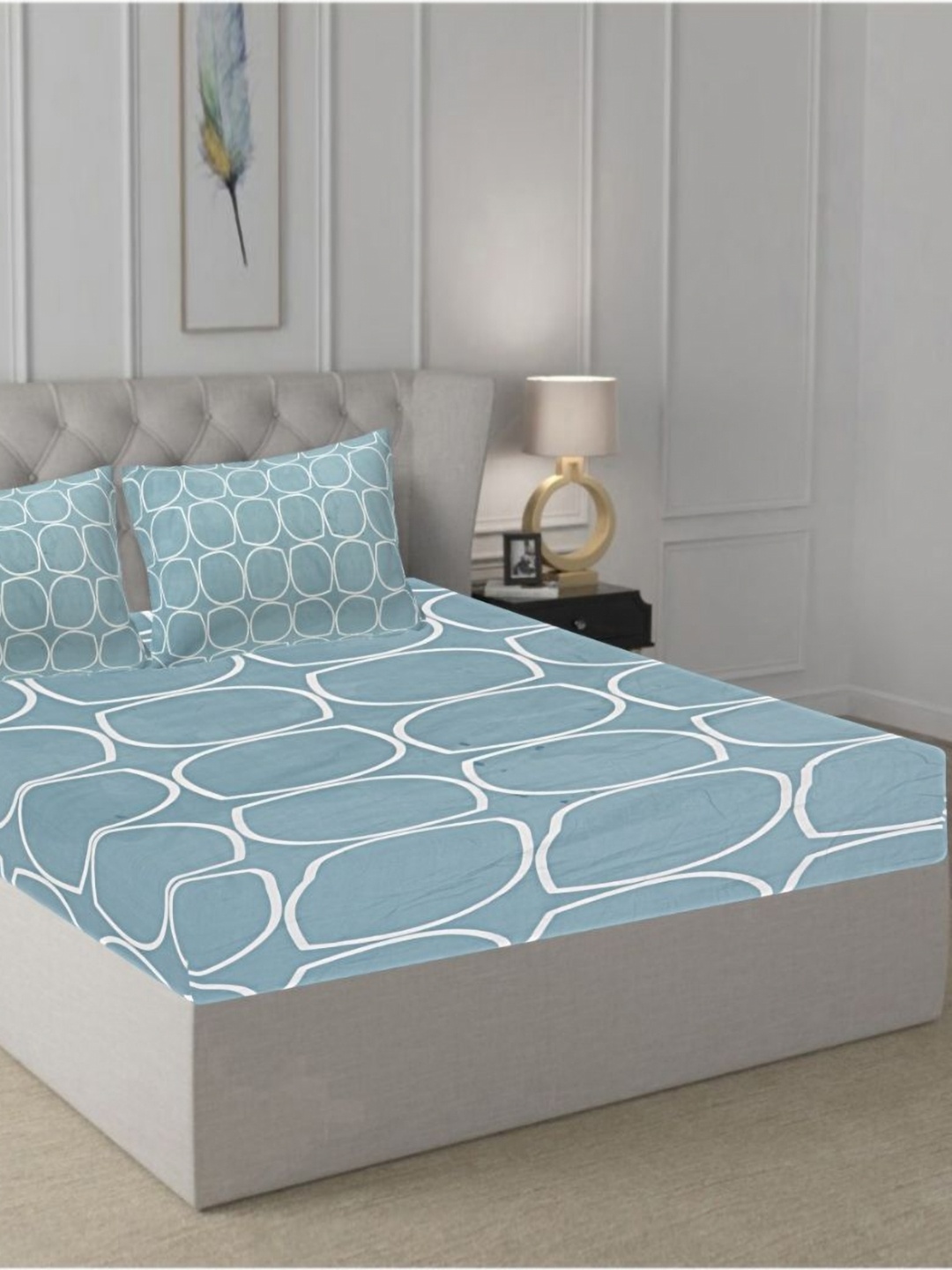 INDHOME LIFE Turquoise Blue & White 210 TC Geometric King Bedsheet with 2 Pillow Covers
INDHOME LIFE Turquoise Blue & White 210 TC Geometric King Bedsheet with 2 Pillow Covers