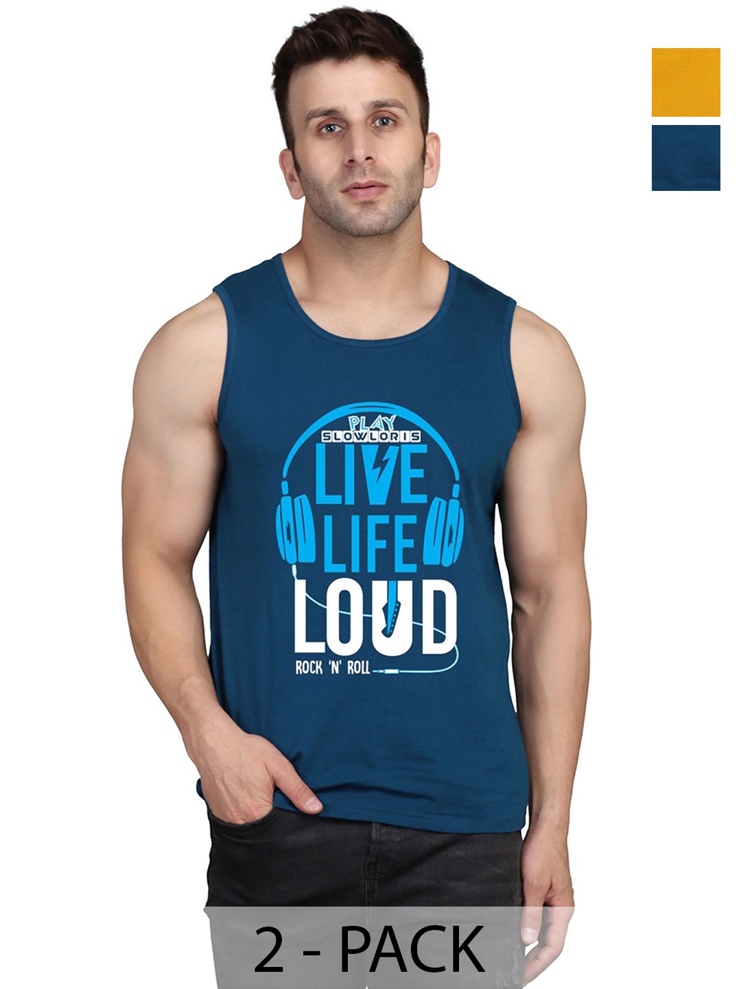 SLOWLORIS Men Pack Of 2 Typography Printed Round Neck Cotton Slim Fit T-Shirts, Teal
SLOWLORIS Men Pack Of 2 Typography Printed Round Neck Cotton Slim Fit T-Shirts, Teal