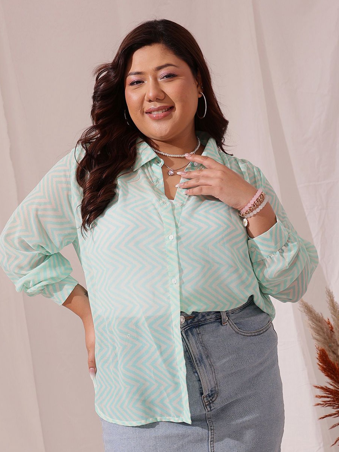 CURVY STREET Women Plus Size Comfort Spread Collar Printed Relaxed Fit Casual Shirt, Green
CURVY STREET Women Plus Size Comfort Spread Collar Printed Relaxed Fit Casual Shirt, Green