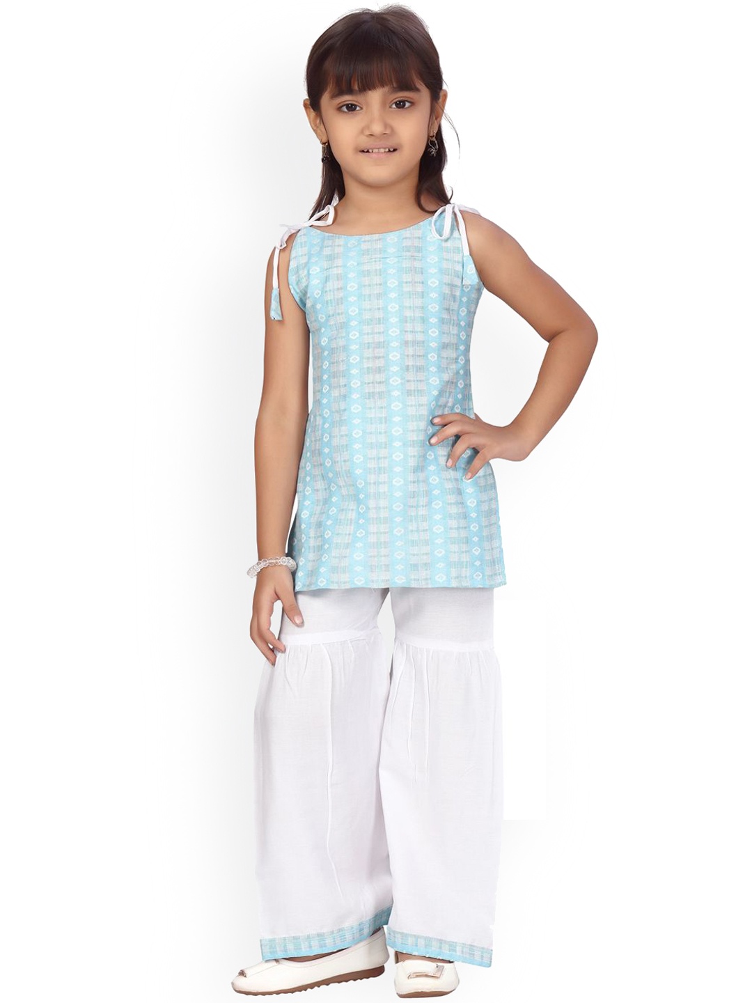 BAESD Girls Ethnic Motifs Printed Tie-Up Neck Pure Cotton Straight Kurti With Sharara, Turquoise blue
BAESD Girls Ethnic Motifs Printed Tie-Up Neck Pure Cotton Straight Kurti With Sharara, Turquoise blue