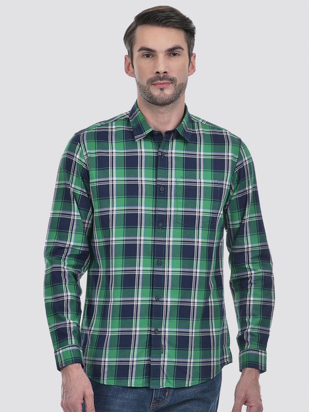 Numero Uno Men Spread Collar Tartan Checked Cotton Slim Fit Casual Shirt, Green
Numero Uno Men Spread Collar Tartan Checked Cotton Slim Fit Casual Shirt, Green