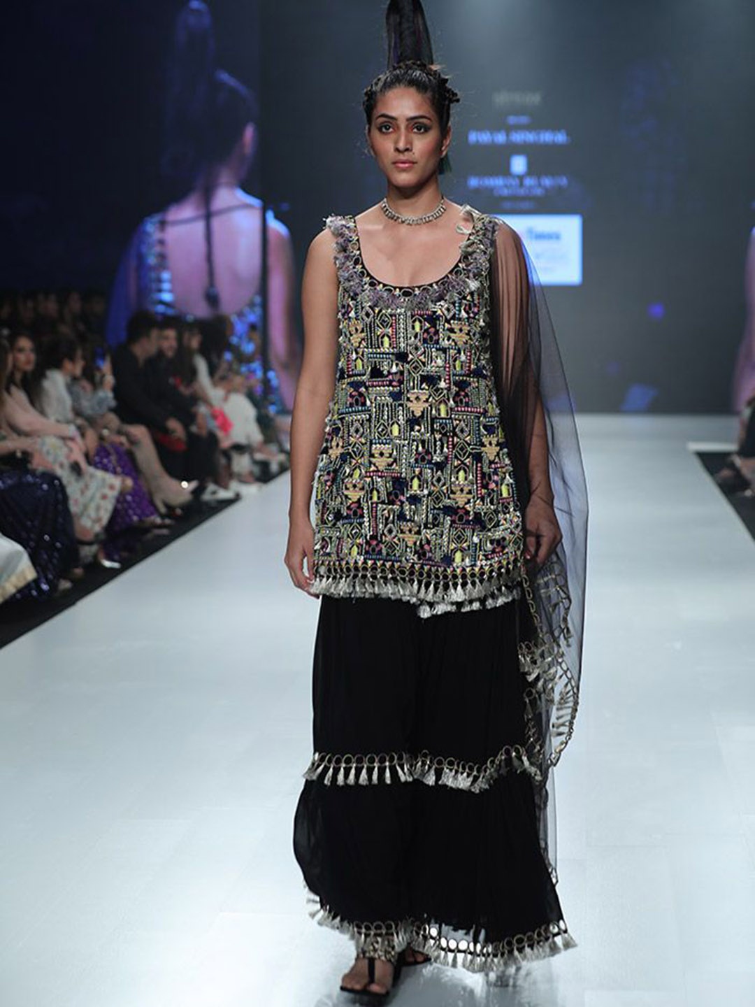 Payal Singhal Ethnic Motifs Embroidered Georgette Straight Kurti with Sharara & Dupatta, Black
Payal Singhal Ethnic Motifs Embroidered Georgette Straight Kurti with Sharara & Dupatta, Black