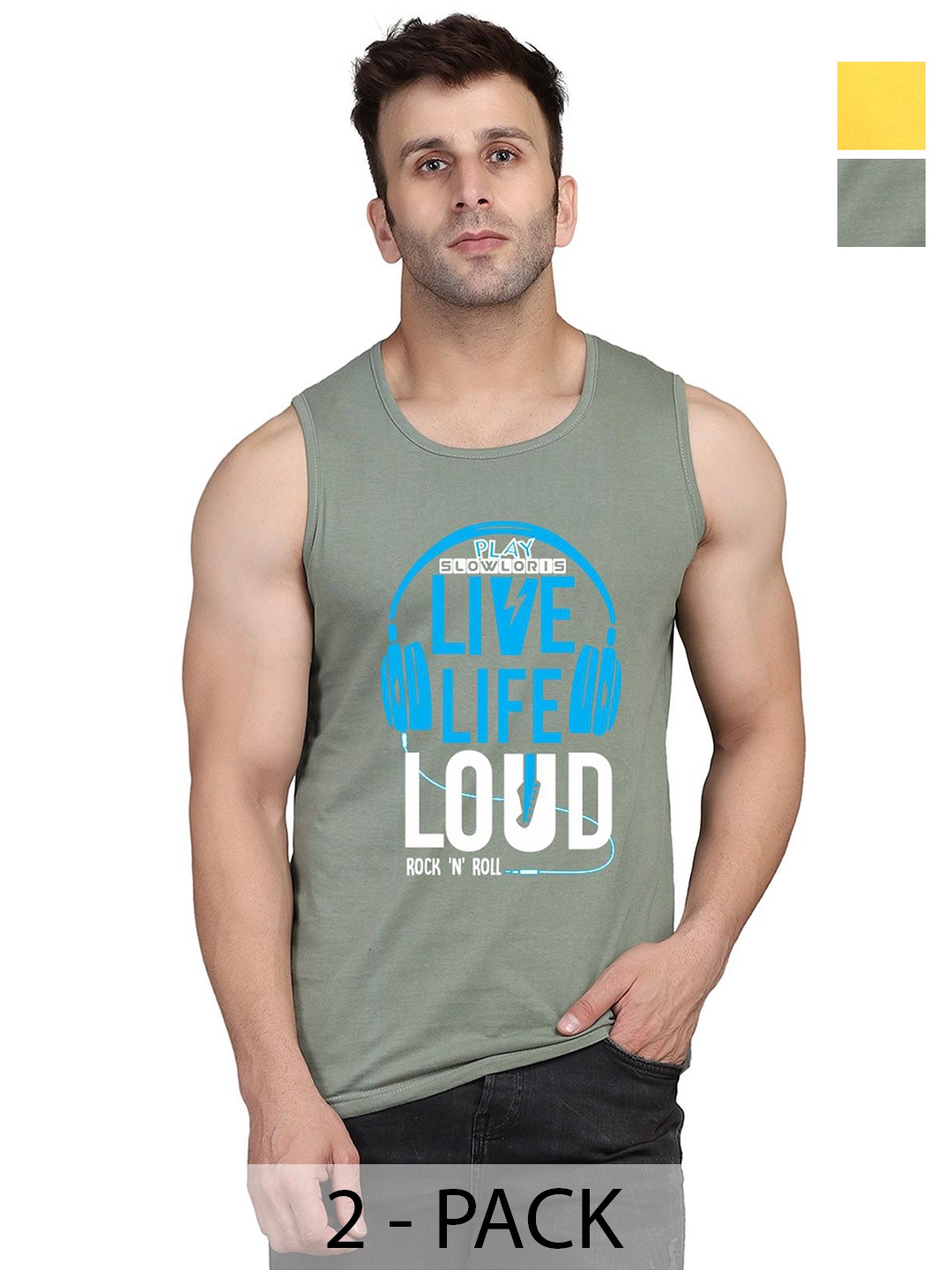 SLOWLORIS Men Pack Of 2 Typography Printed Round Neck Cotton Slim Fit T-Shirts, Green
SLOWLORIS Men Pack Of 2 Typography Printed Round Neck Cotton Slim Fit T-Shirts, Green