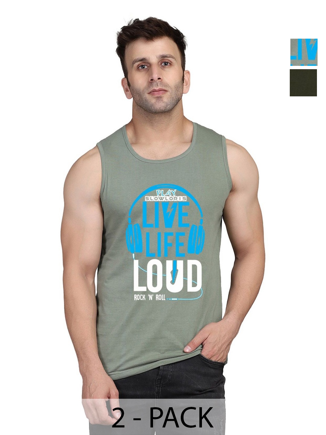 SLOWLORIS Men Pack Of 2 Typography Printed Round Neck Cotton Slim Fit T-Shirts, Green
SLOWLORIS Men Pack Of 2 Typography Printed Round Neck Cotton Slim Fit T-Shirts, Green