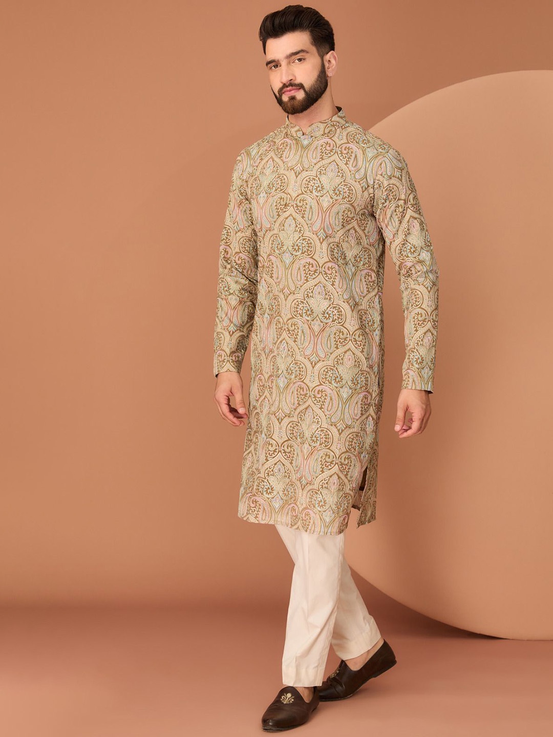 KASBAH CLOTHING NISHCHAIY SAJDEH Ethnic Motifs Woven Design Georgette Straight Kurta, Beige
KASBAH CLOTHING NISHCHAIY SAJDEH Ethnic Motifs Woven Design Georgette Straight Kurta, Beige