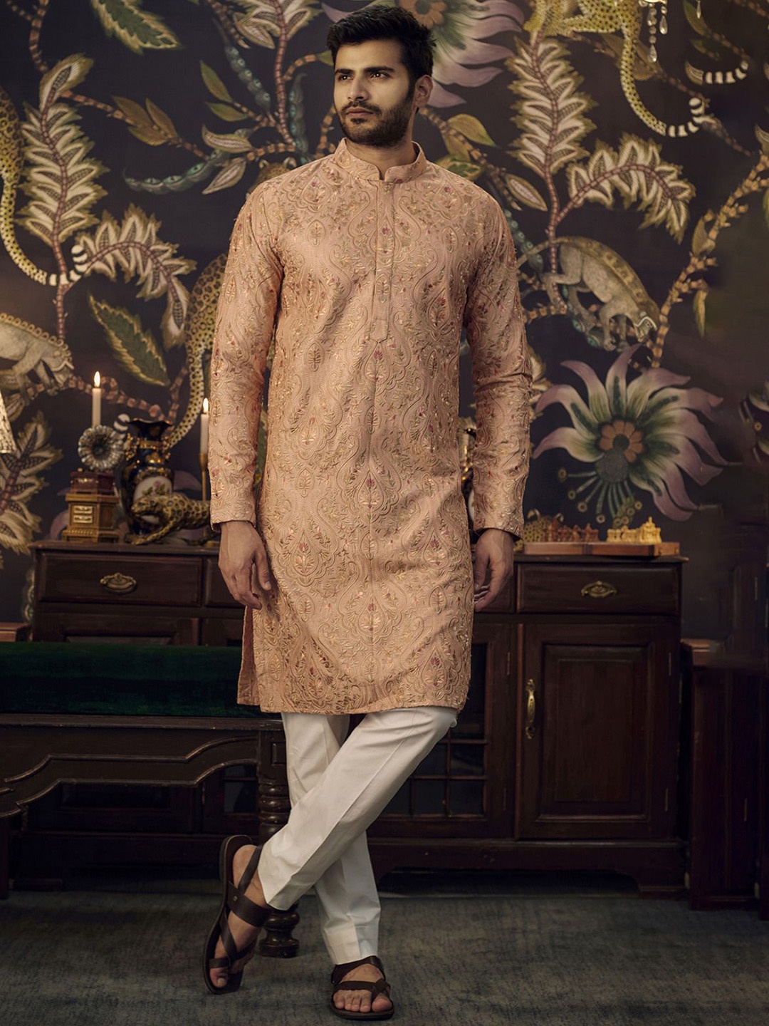 KASBAH CLOTHING NISHCHAIY SAJDEH Floral Embroidered Mandarin Collar Chikankari Silk Kurta, Pink
KASBAH CLOTHING NISHCHAIY SAJDEH Floral Embroidered Mandarin Collar Chikankari Silk Kurta, Pink
