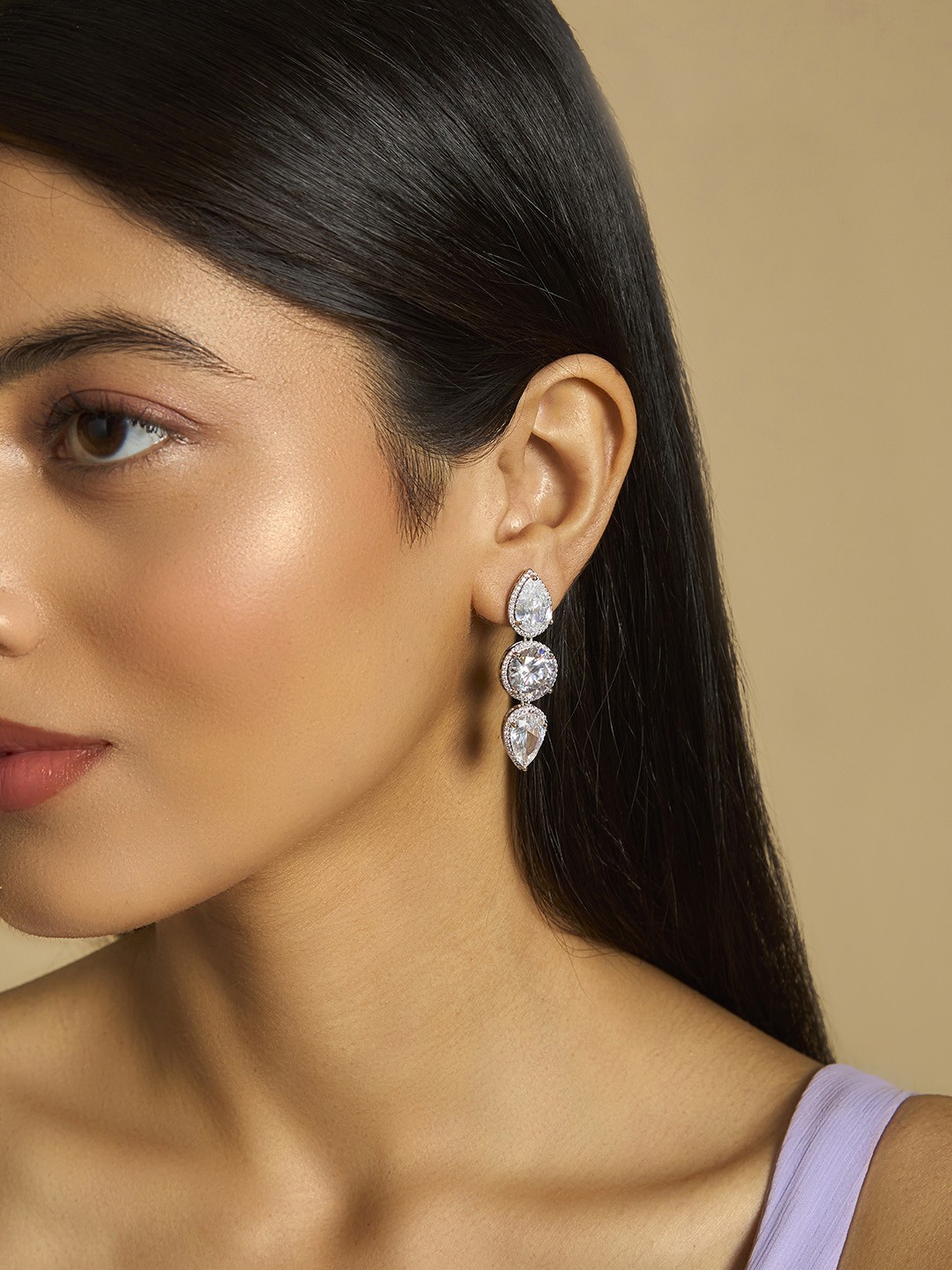 Kushal's Fashion Jewellery Rhodium Plated Cubic Zirconia Teardrop Shaped Drop Earrings, Silver
Kushal's Fashion Jewellery Rhodium Plated Cubic Zirconia Teardrop Shaped Drop Earrings, Silver
