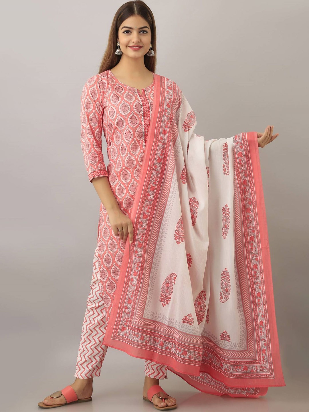 Moktika Ethnic Motifs Printed Gotta Patti Pure Cotton Kurta With Trouser & Dupatta, Pink
Moktika Ethnic Motifs Printed Gotta Patti Pure Cotton Kurta With Trouser & Dupatta, Pink