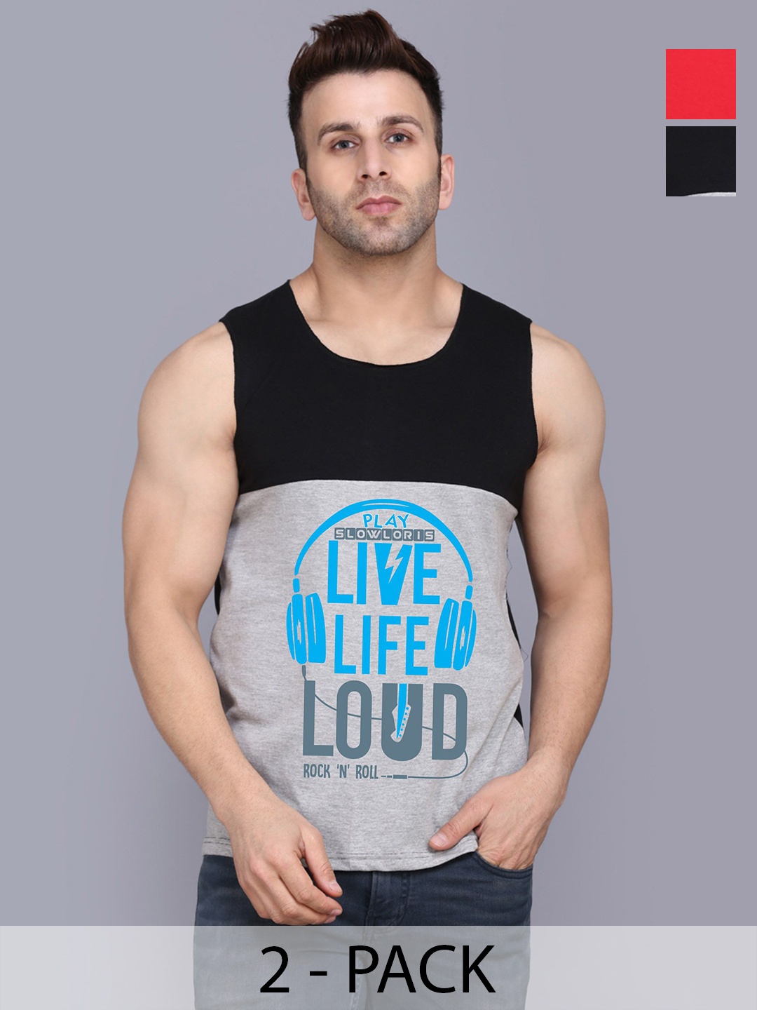 SLOWLORIS Men Pack Of 2 Typography Printed Round Neck Cotton Slim Fit T-Shirts, Black
SLOWLORIS Men Pack Of 2 Typography Printed Round Neck Cotton Slim Fit T-Shirts, Black