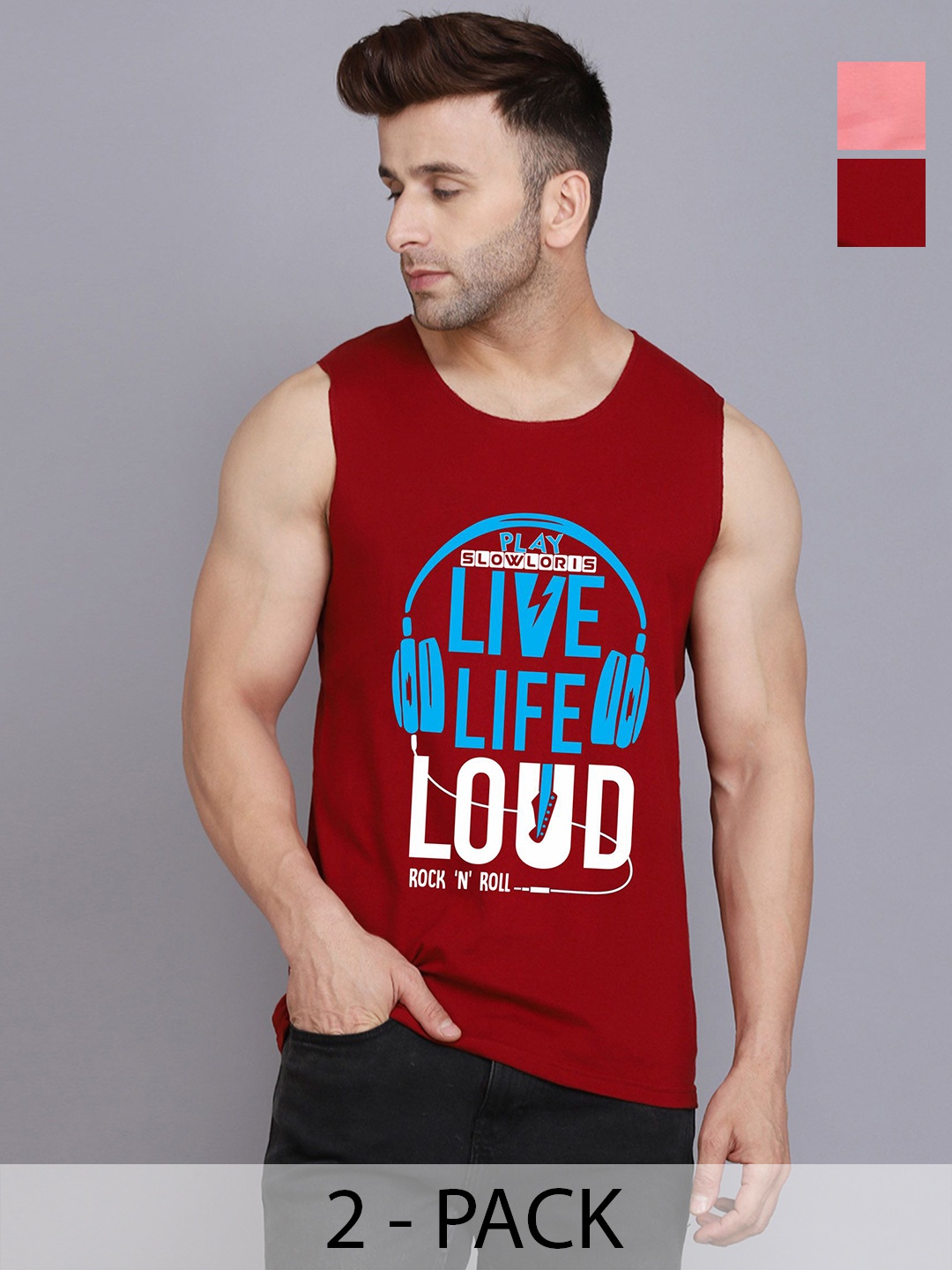 SLOWLORIS Men Pack Of 2 Typography Printed Round Neck Cotton Slim Fit T-Shirts, Maroon
SLOWLORIS Men Pack Of 2 Typography Printed Round Neck Cotton Slim Fit T-Shirts, Maroon
