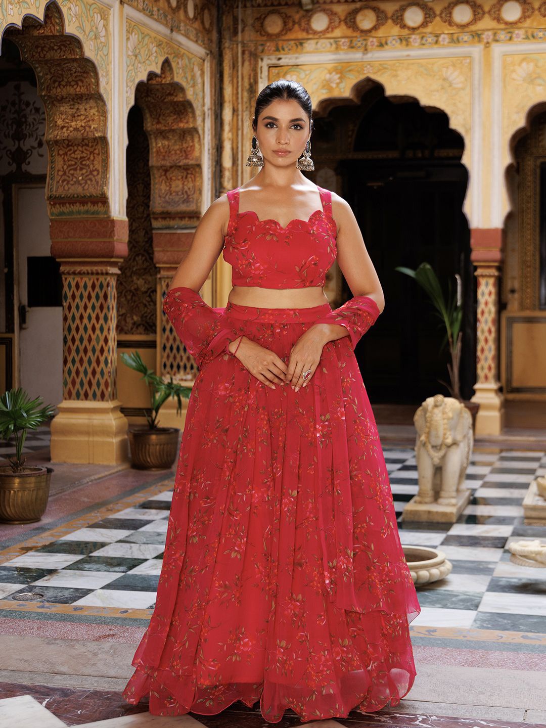 Ragavi Floral Printed Ready to Wear Lehenga & Blouse With Dupatta, Pink
Ragavi Floral Printed Ready to Wear Lehenga & Blouse With Dupatta, Pink