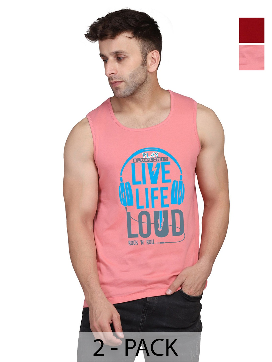 SLOWLORIS Men Pack Of 2 Typography Printed Round Neck Cotton Slim Fit T-Shirts, Peach
SLOWLORIS Men Pack Of 2 Typography Printed Round Neck Cotton Slim Fit T-Shirts, Peach