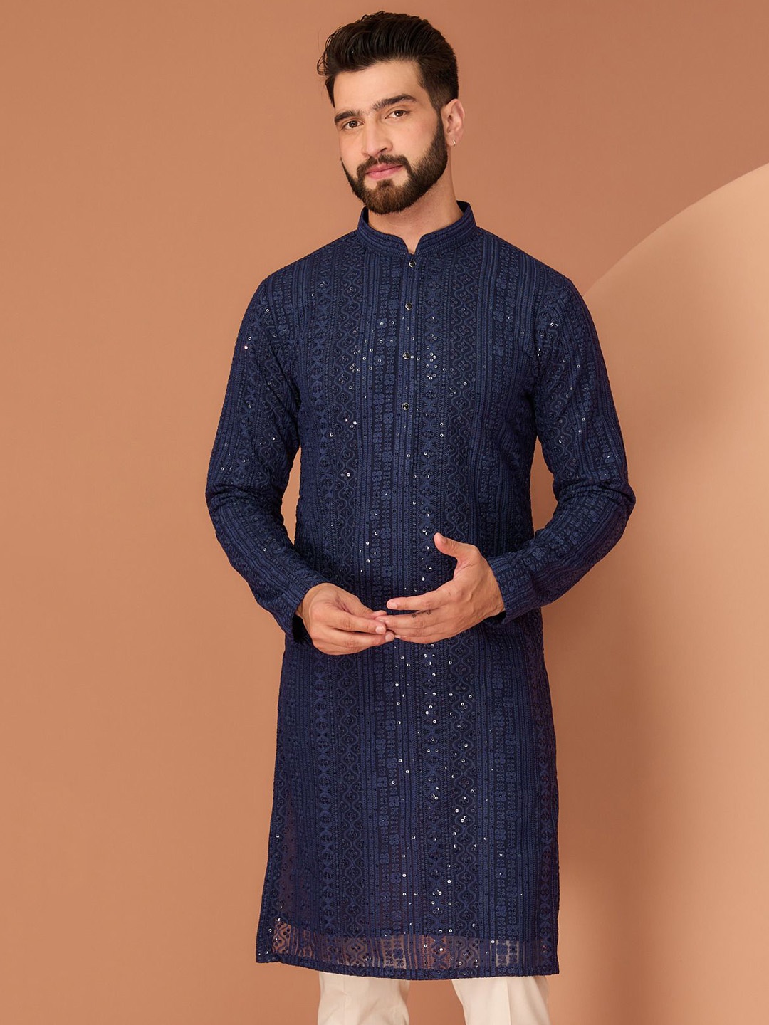 KASBAH CLOTHING NISHCHAIY SAJDEH Chikankari Embroidered Georgette Straight Kurta, Blue
KASBAH CLOTHING NISHCHAIY SAJDEH Chikankari Embroidered Georgette Straight Kurta, Blue