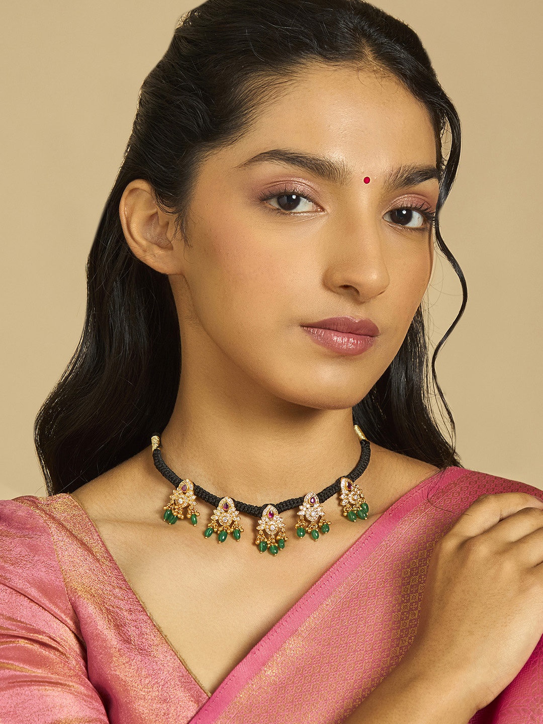 Kushal's Fashion Jewellery Gold-Plated Stone-Studded & Beaded 925 Silver Temple Necklace
Kushal's Fashion Jewellery Gold-Plated Stone-Studded & Beaded 925 Silver Temple Necklace