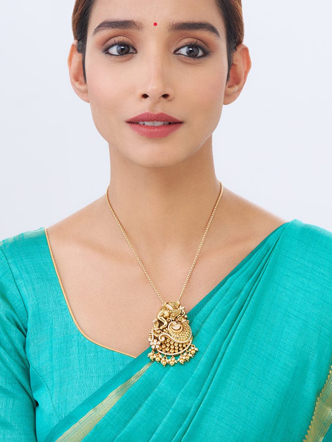 Kushal's Fashion Jewellery 92.5 Pure Silver Rhodium-Plated CZ Stone Studded Temple Pendant, Gold
Kushal's Fashion Jewellery 92.5 Pure Silver Rhodium-Plated CZ Stone Studded Temple Pendant, Gold