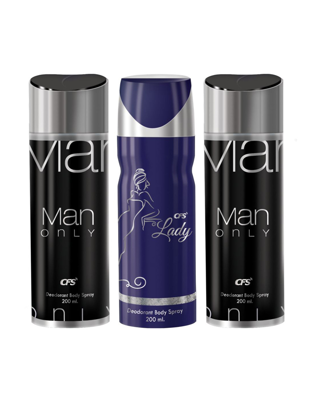CFS Seo Of 3 Man Only & Lady Long Lasting Deodorant Body Spray - 200ml Each, Black
CFS Seo Of 3 Man Only & Lady Long Lasting Deodorant Body Spray - 200ml Each, Black