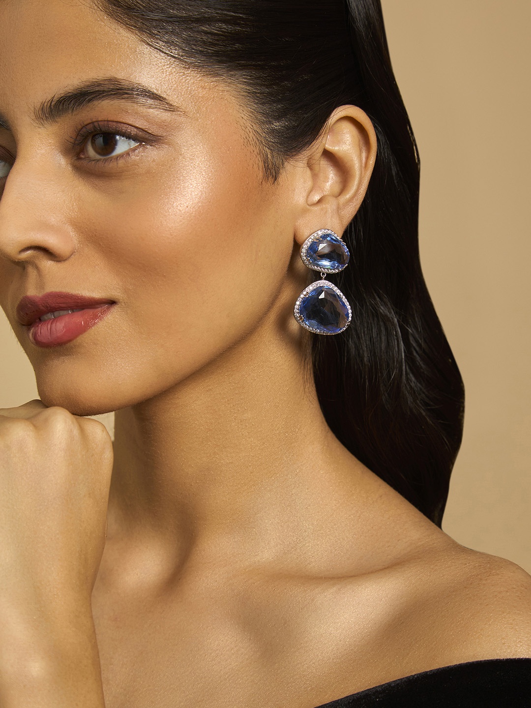 Kushal's Fashion Jewellery Rhodium-Plated Cubic Zirconia-Studded Drop Earrings, Blue
Kushal's Fashion Jewellery Rhodium-Plated Cubic Zirconia-Studded Drop Earrings, Blue