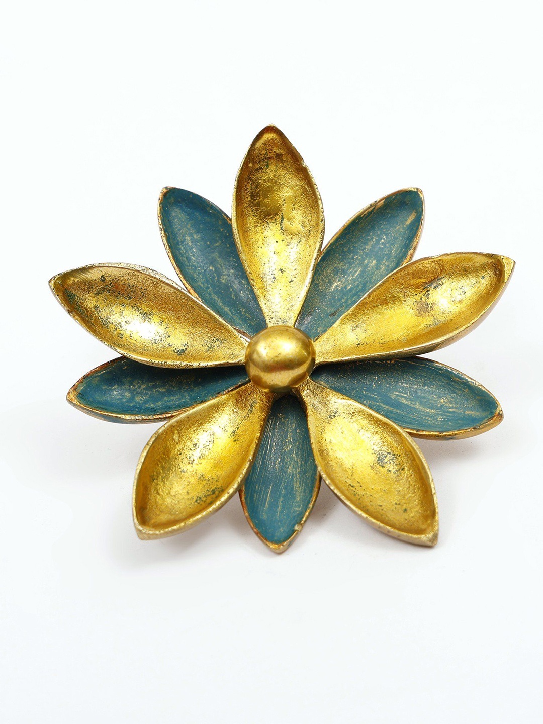 Exotic India Gold Toned & Blue Brass Textured Double Layer Flower Hanging Wall Decor
Exotic India Gold Toned & Blue Brass Textured Double Layer Flower Hanging Wall Decor