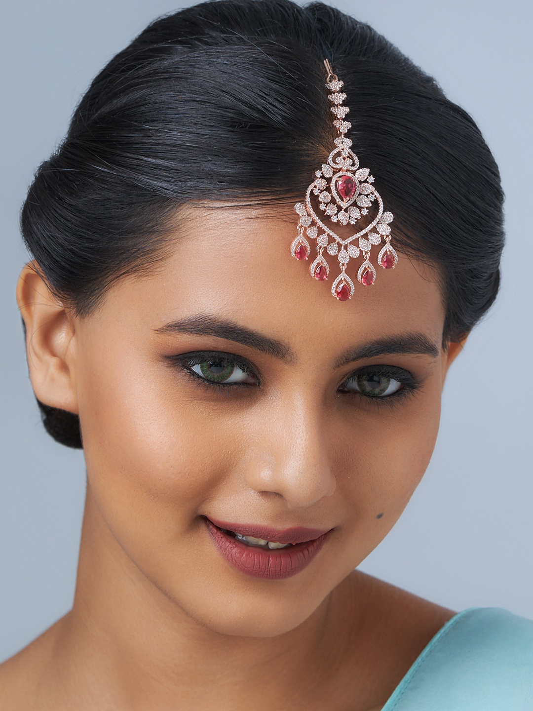 Kushal's Fashion Jewellery Gold-Plated Stones & Ruby Zircons Studded Maang Tikka, Rose gold
Kushal's Fashion Jewellery Gold-Plated Stones & Ruby Zircons Studded Maang Tikka, Rose gold
