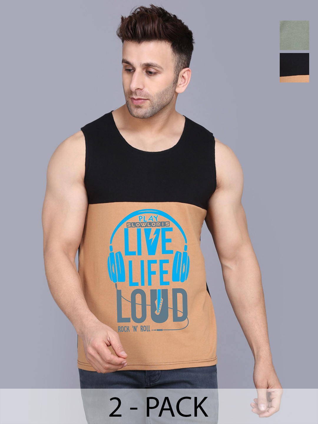 SLOWLORIS Men Pack Of 2 Typography Printed Round Neck Cotton Slim Fit T-Shirts, Black
SLOWLORIS Men Pack Of 2 Typography Printed Round Neck Cotton Slim Fit T-Shirts, Black